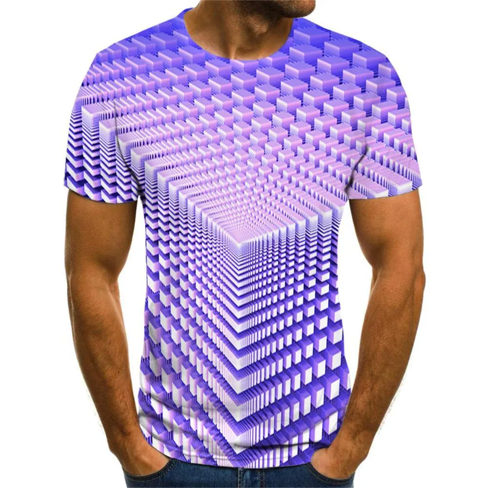 3D Graphic Printed Short Sleeve Shirts  Geometric 3D