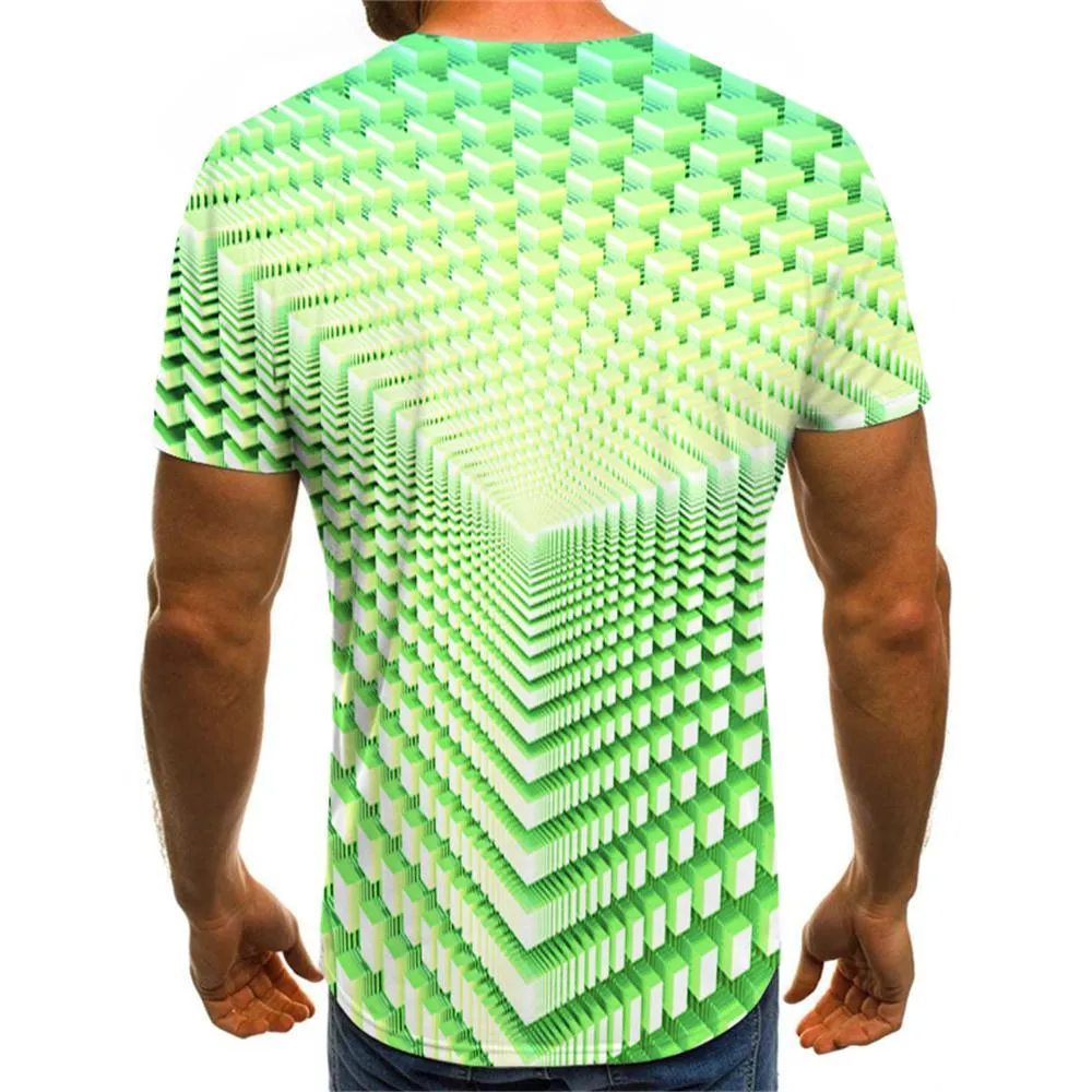 3D Graphic Printed Short Sleeve Shirts  Geometric 3D