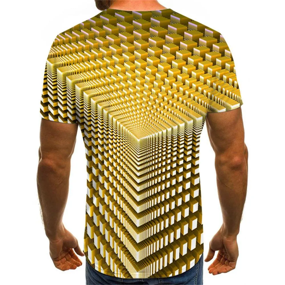 3D Graphic Printed Short Sleeve Shirts  Geometric 3D