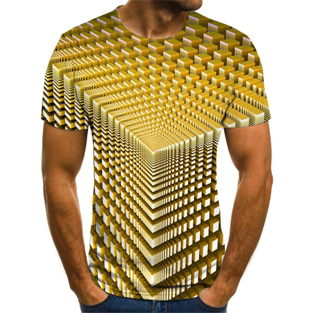 3D Graphic Printed Short Sleeve Shirts  Geometric 3D