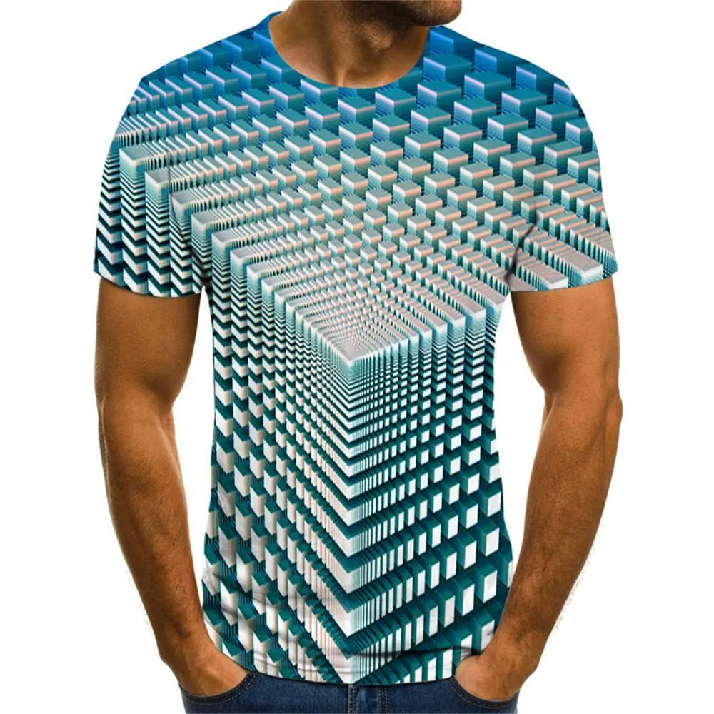 3D Graphic Printed Short Sleeve Shirts  Geometric 3D