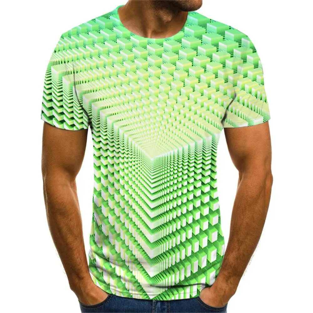 3D Graphic Printed Short Sleeve Shirts  Geometric 3D