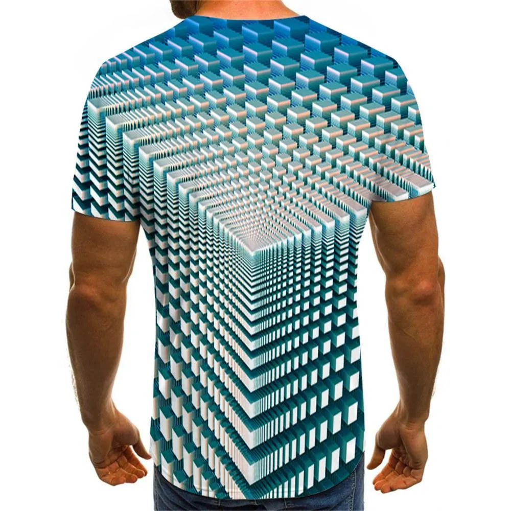 3D Graphic Printed Short Sleeve Shirts  Geometric 3D