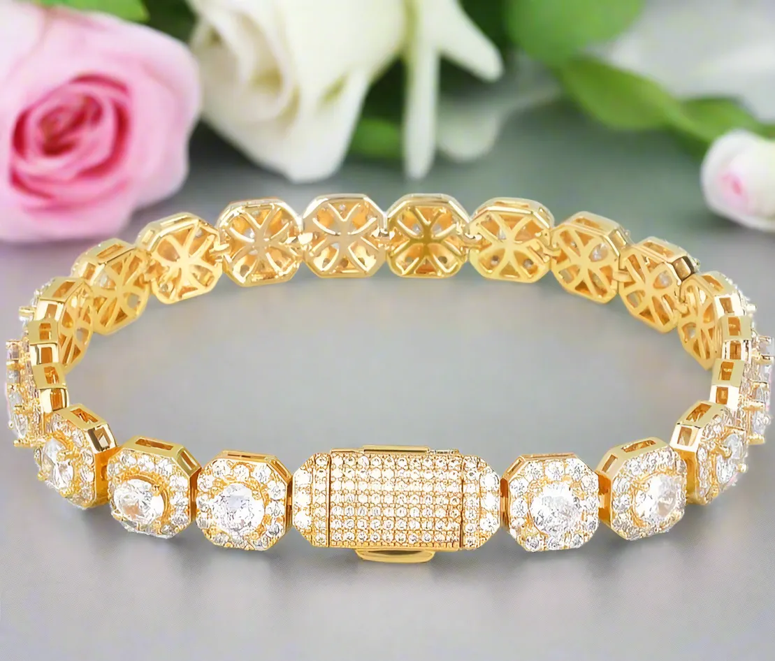 9mm Square Hip Hop Diamond Bracelet