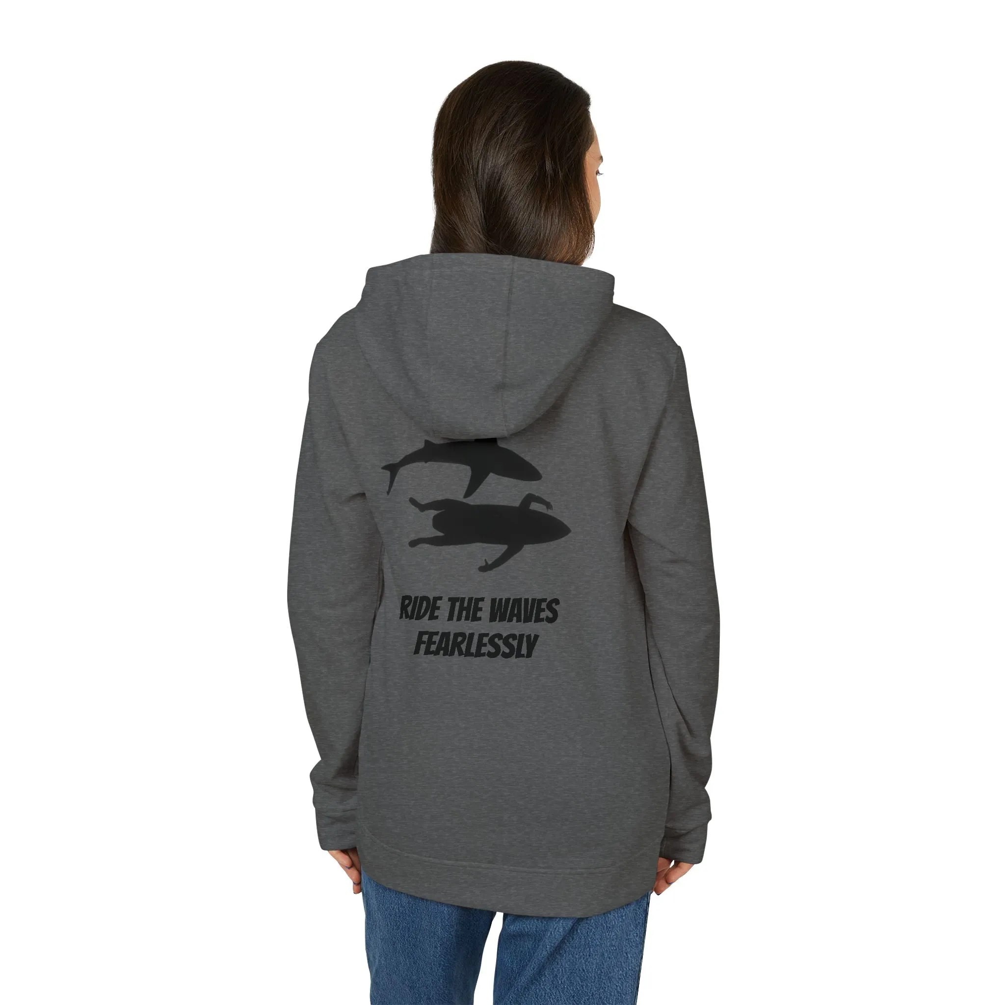 adidas® Unisex Fleece Hoodie Ride the Waves Fearlessly by Mariu del Campo.