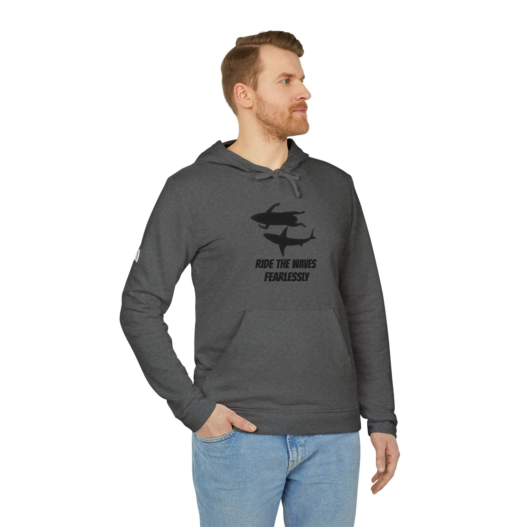 adidas® Unisex Fleece Hoodie Ride the Waves Fearlessly by Mariu del Campo.