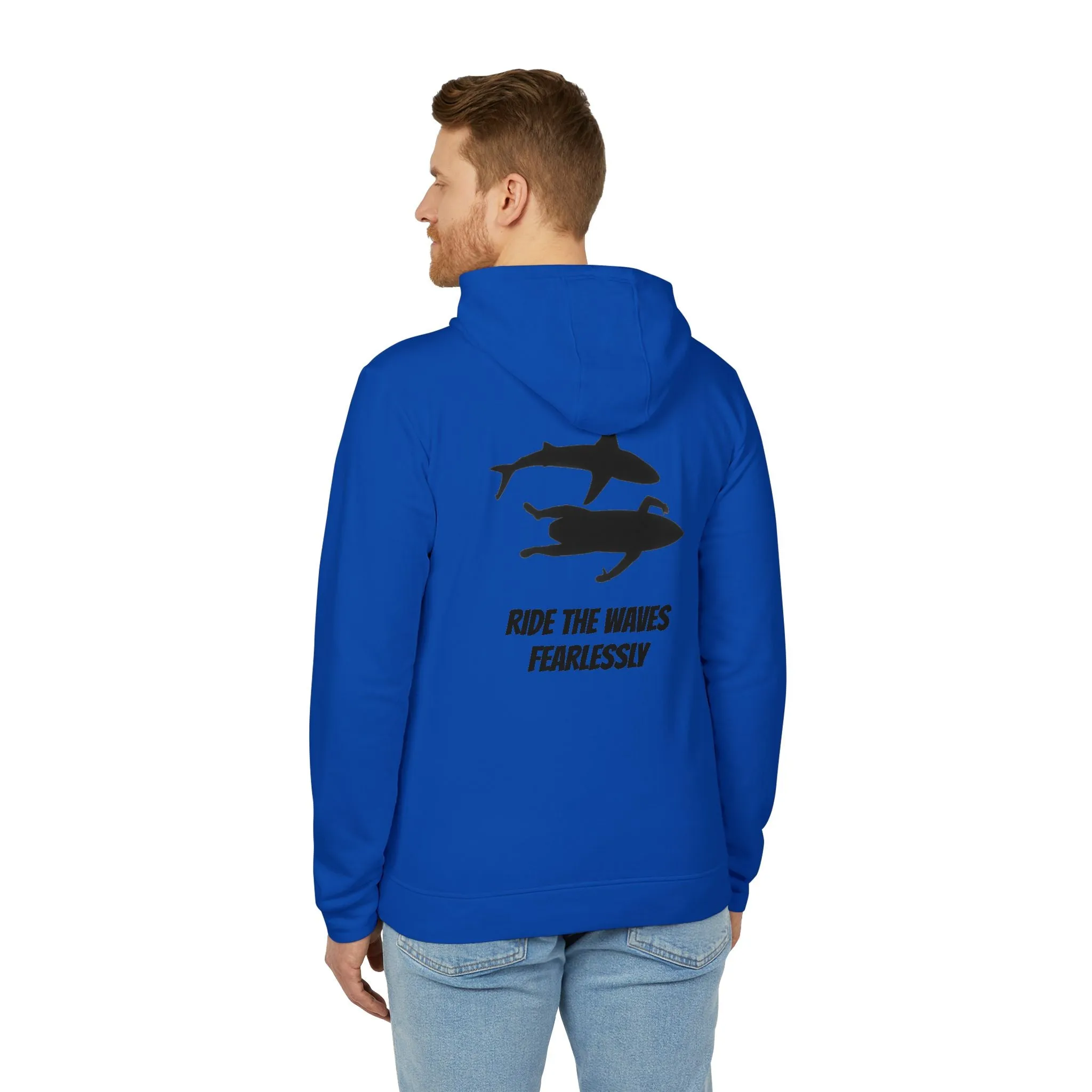 adidas® Unisex Fleece Hoodie Ride the Waves Fearlessly by Mariu del Campo.