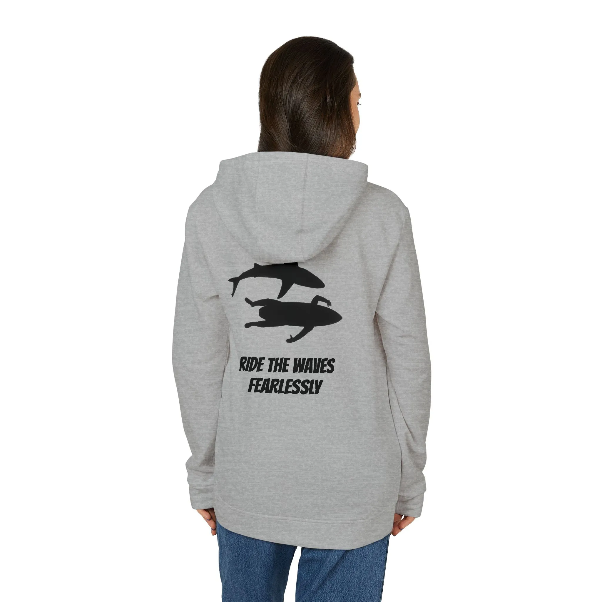 adidas® Unisex Fleece Hoodie Ride the Waves Fearlessly by Mariu del Campo.
