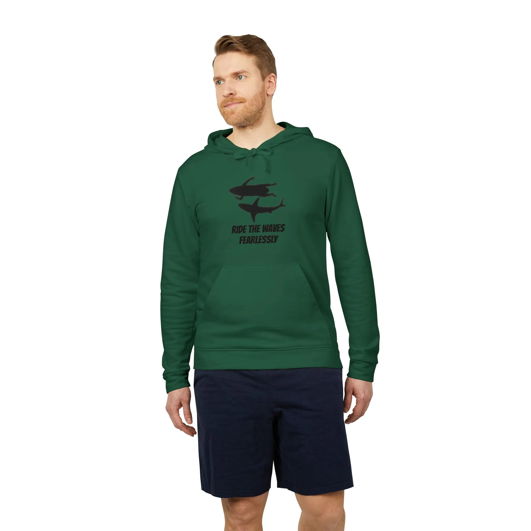 adidas® Unisex Fleece Hoodie Ride the Waves Fearlessly by Mariu del Campo.