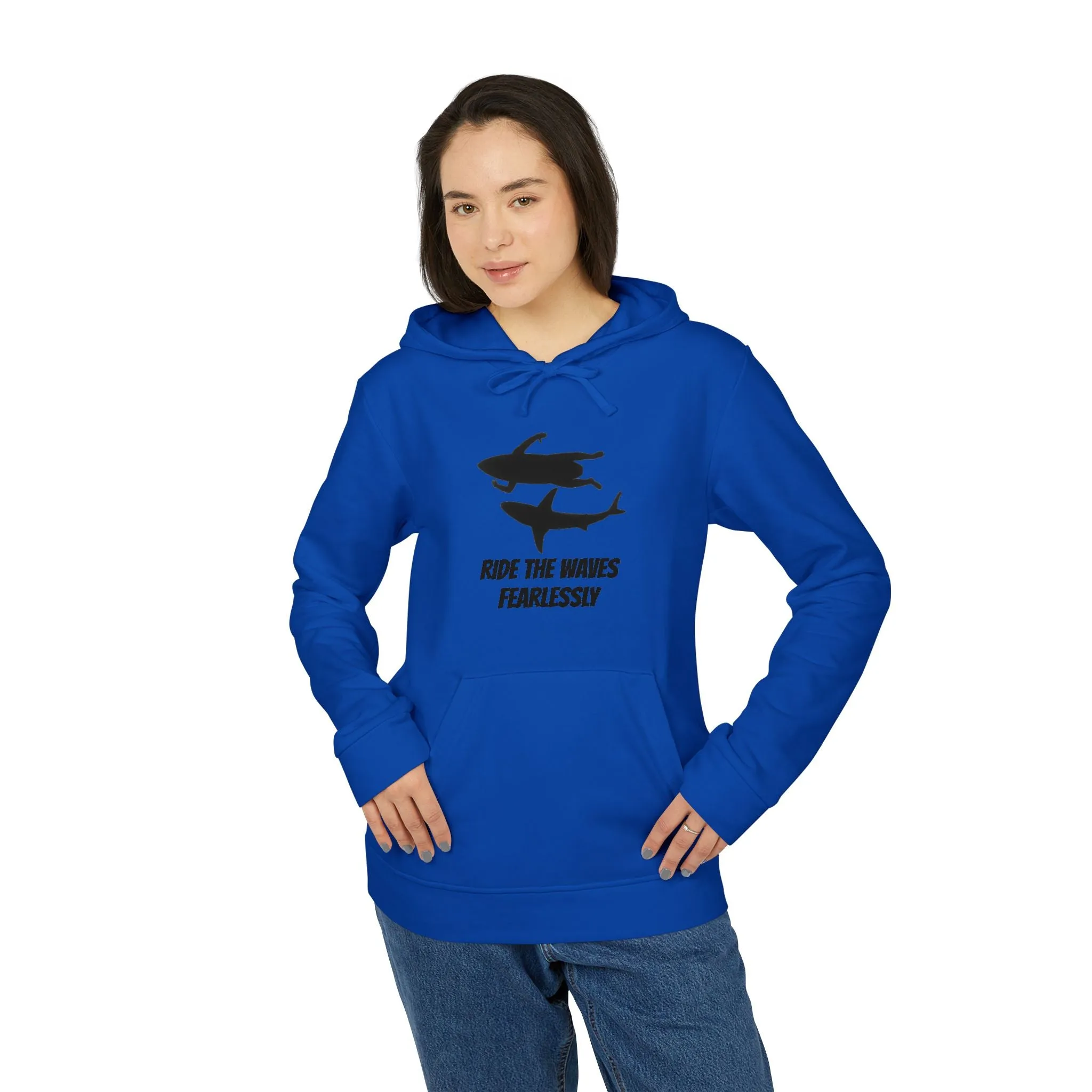 adidas® Unisex Fleece Hoodie Ride the Waves Fearlessly by Mariu del Campo.