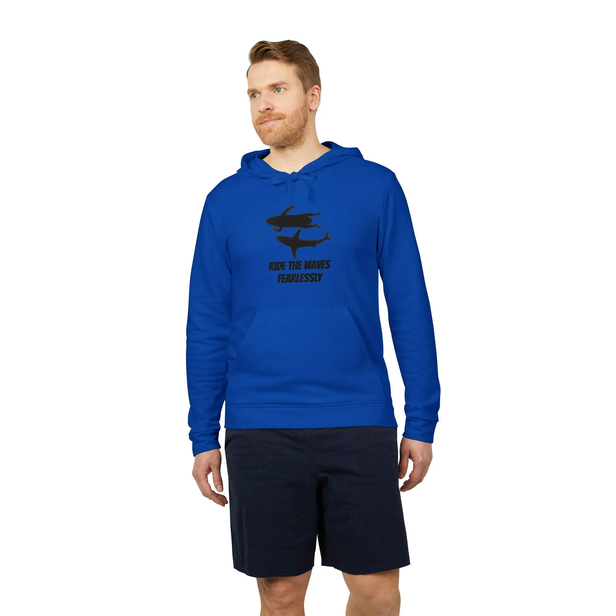 adidas® Unisex Fleece Hoodie Ride the Waves Fearlessly by Mariu del Campo.