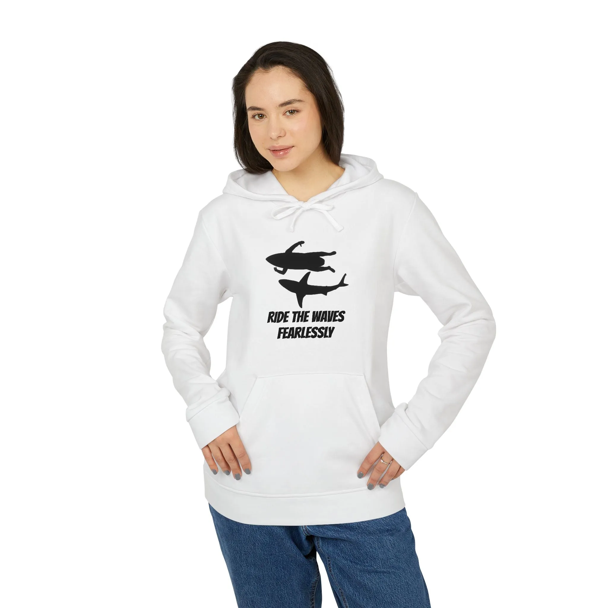 adidas® Unisex Fleece Hoodie Ride the Waves Fearlessly by Mariu del Campo.