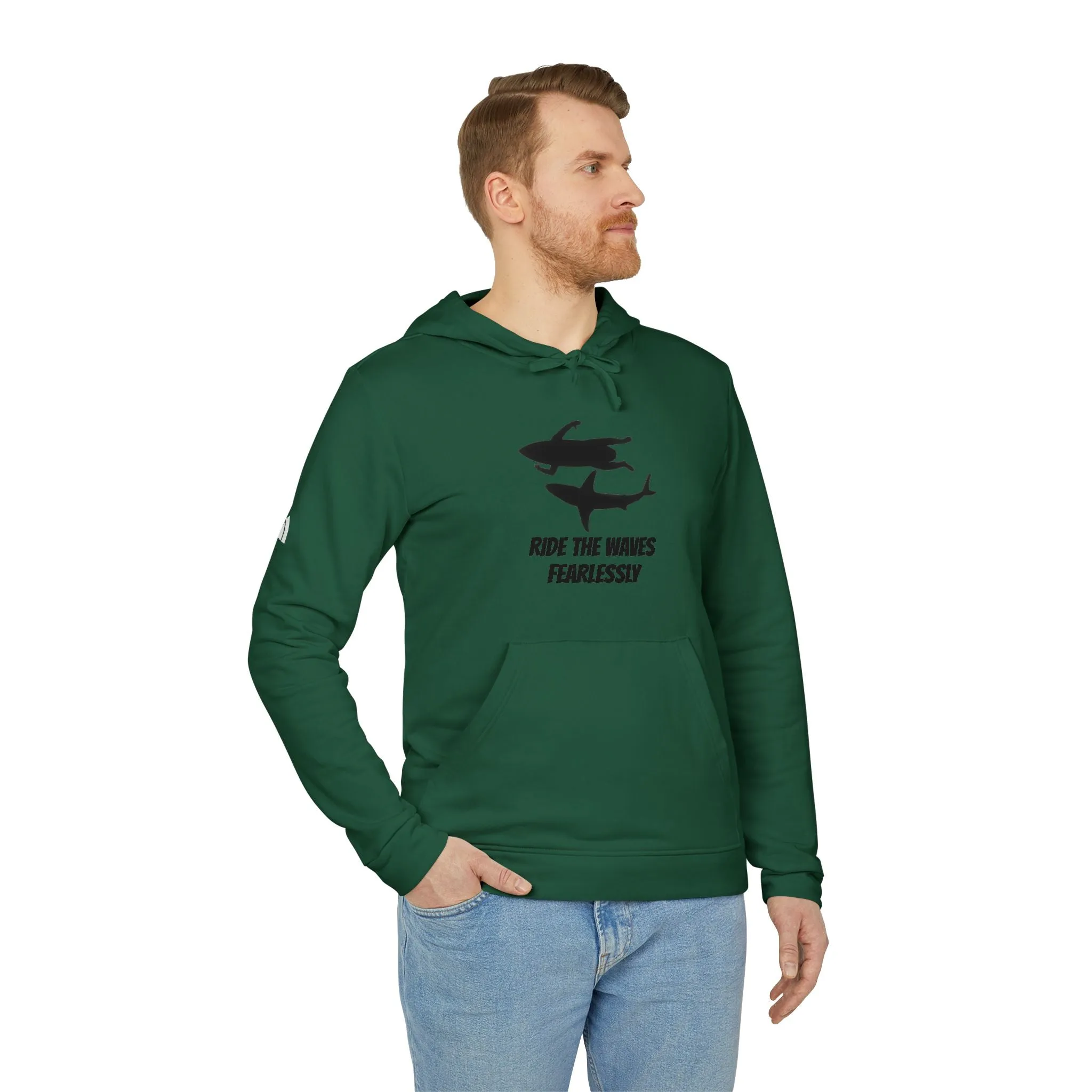 adidas® Unisex Fleece Hoodie Ride the Waves Fearlessly by Mariu del Campo.
