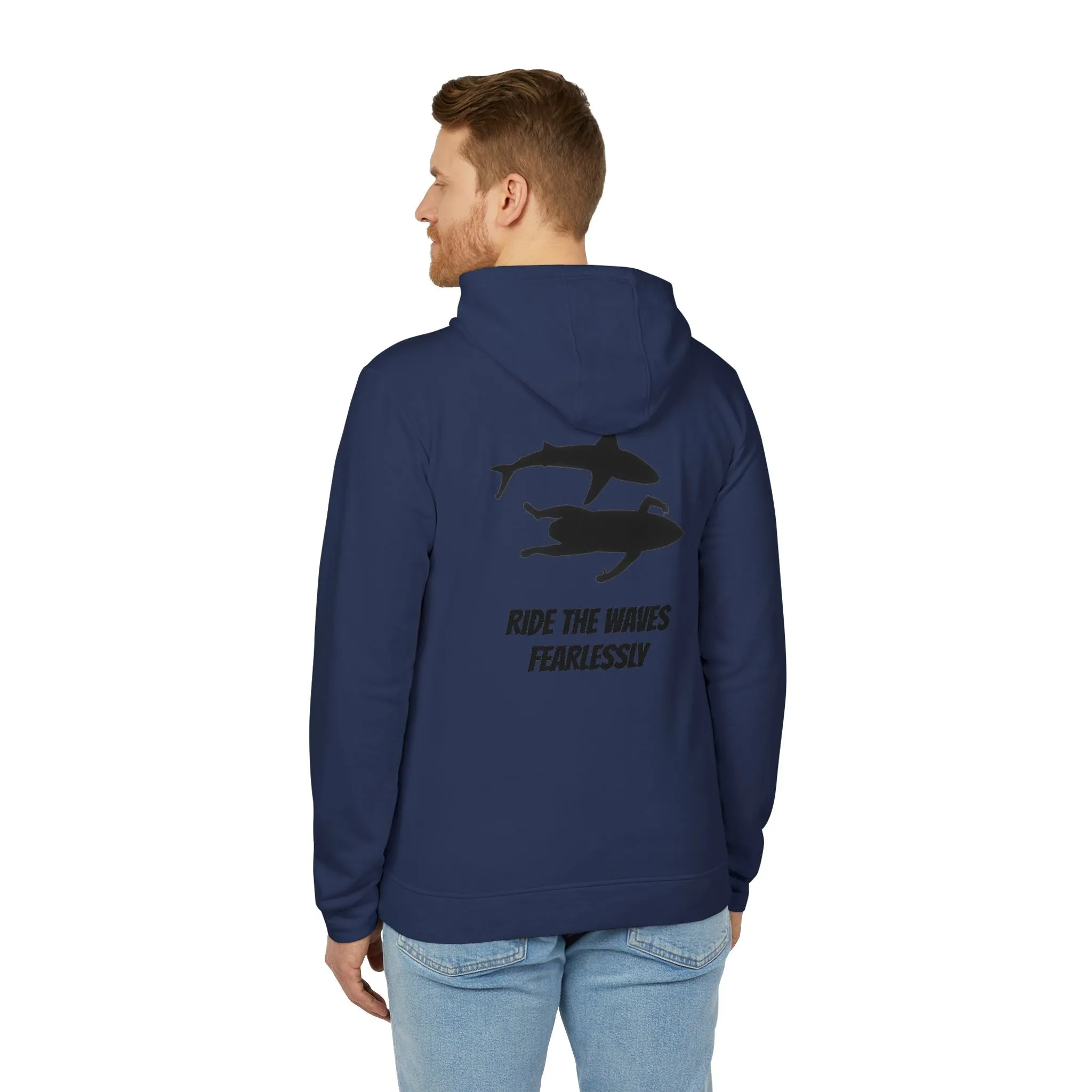 adidas® Unisex Fleece Hoodie Ride the Waves Fearlessly by Mariu del Campo.