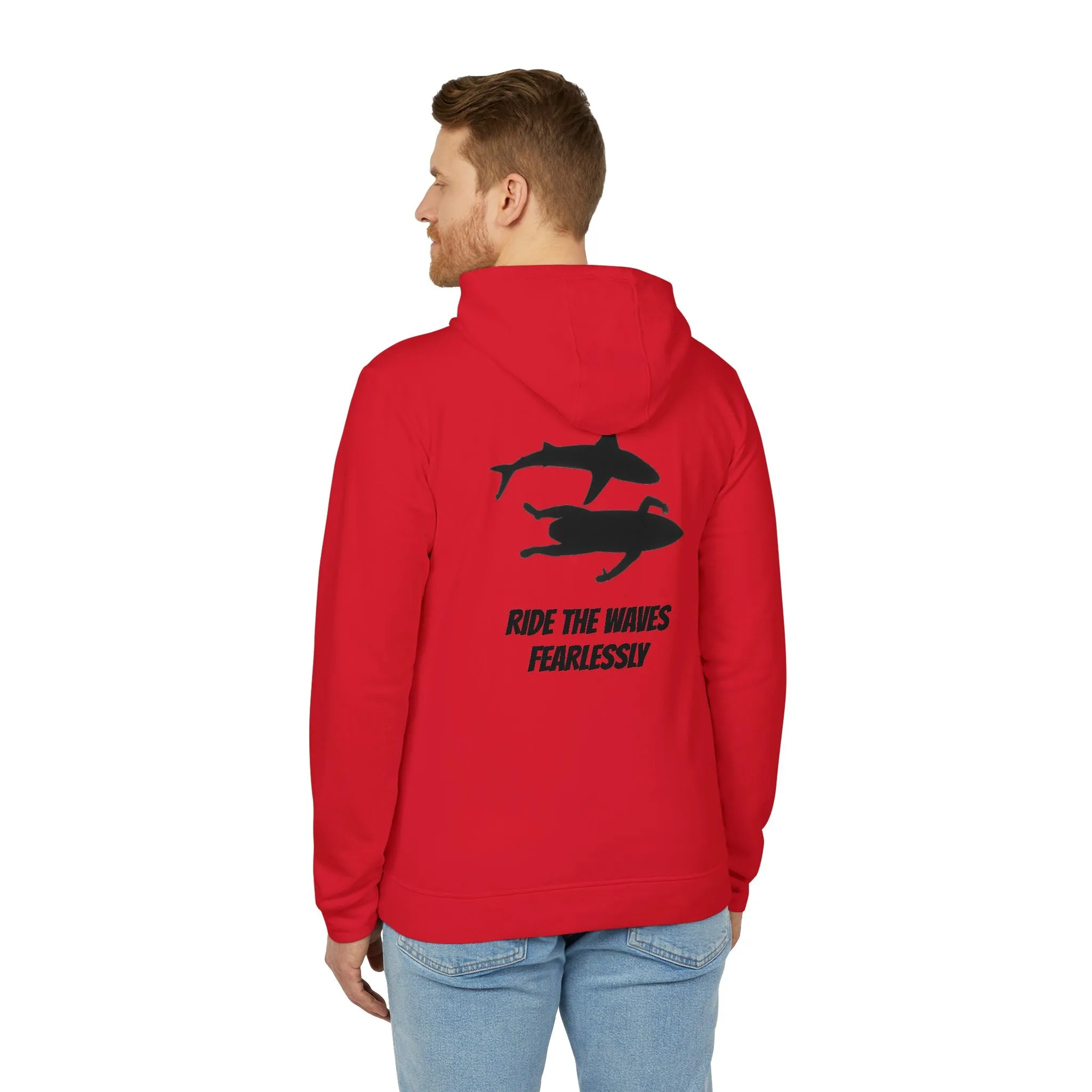 adidas® Unisex Fleece Hoodie Ride the Waves Fearlessly by Mariu del Campo.