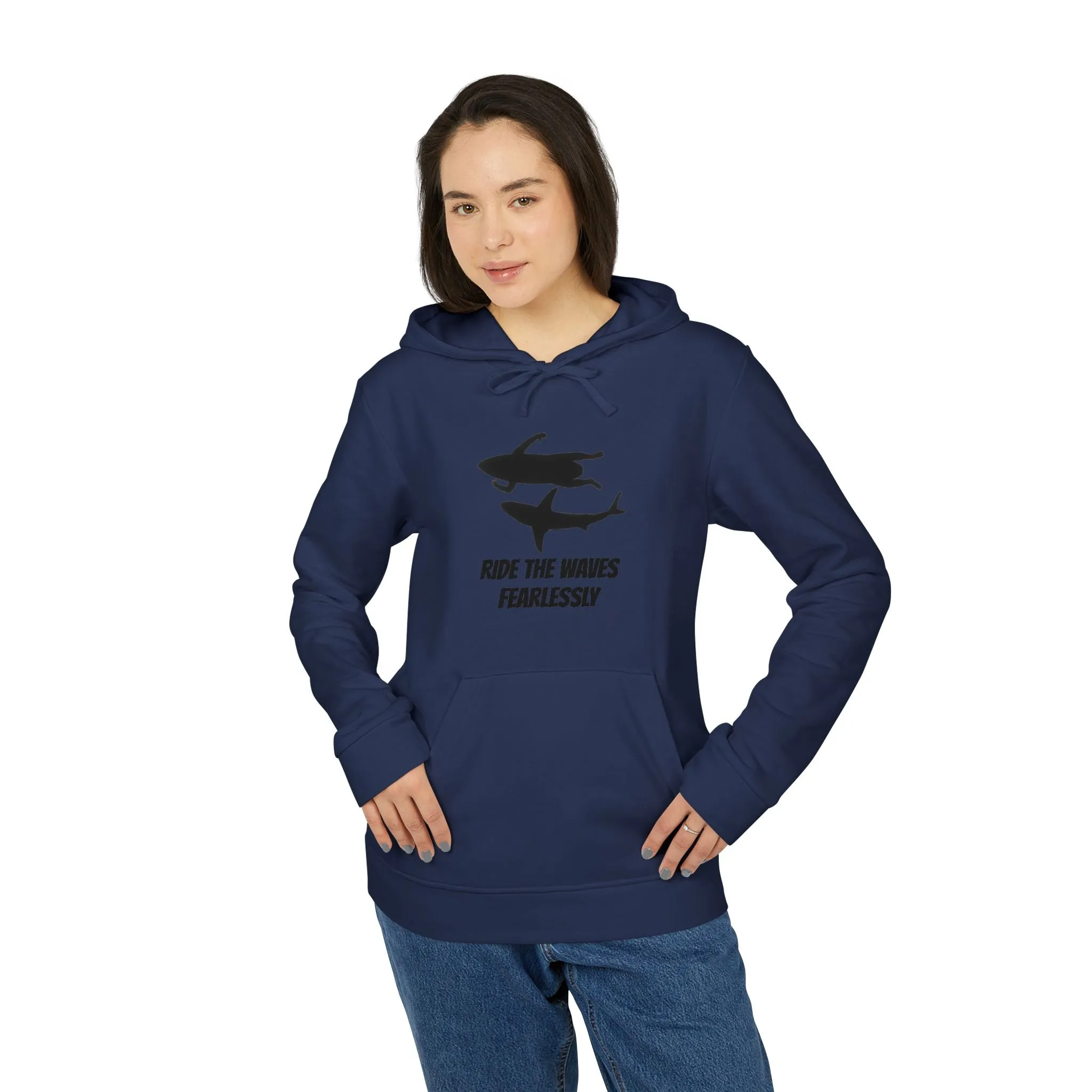 adidas® Unisex Fleece Hoodie Ride the Waves Fearlessly by Mariu del Campo.