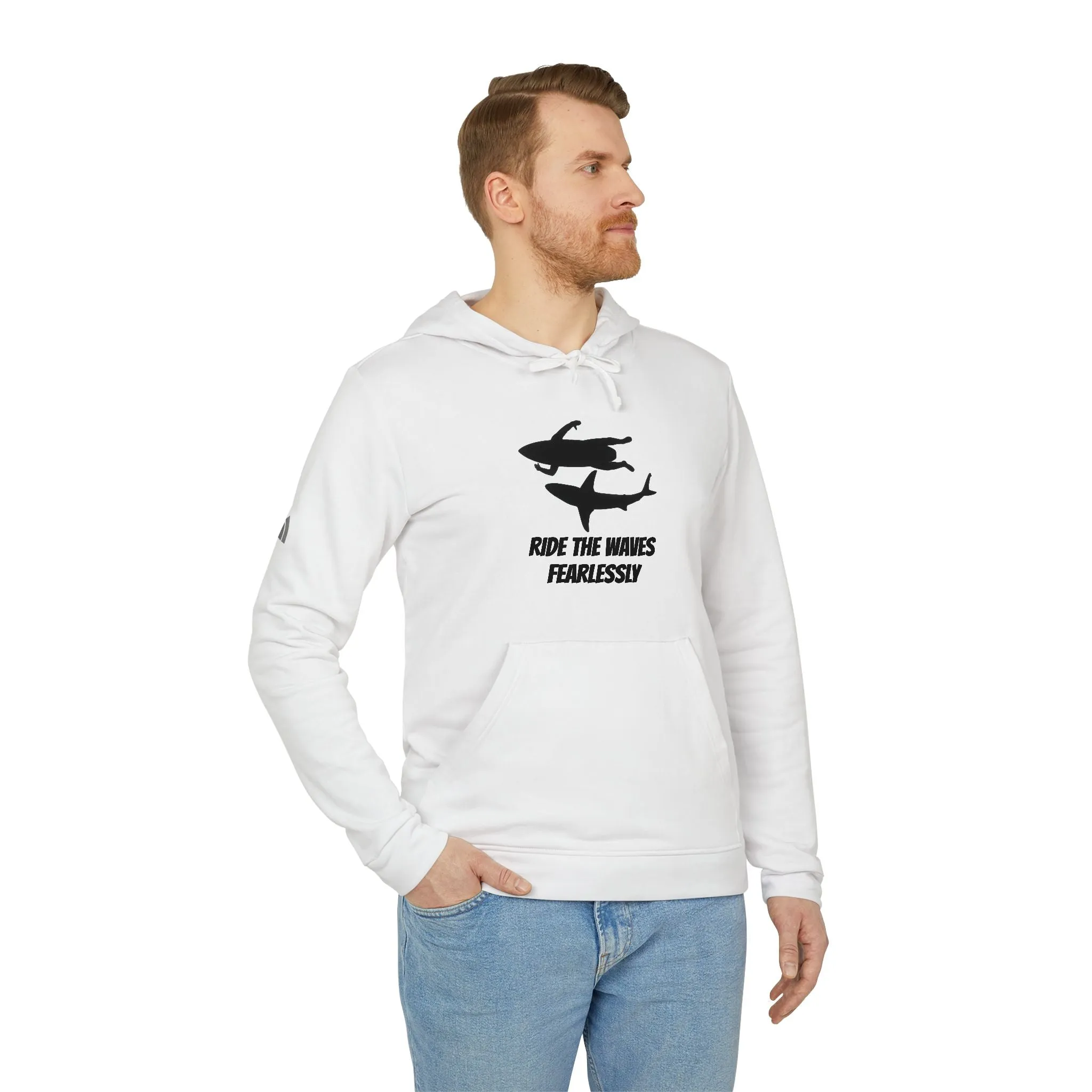 adidas® Unisex Fleece Hoodie Ride the Waves Fearlessly by Mariu del Campo.