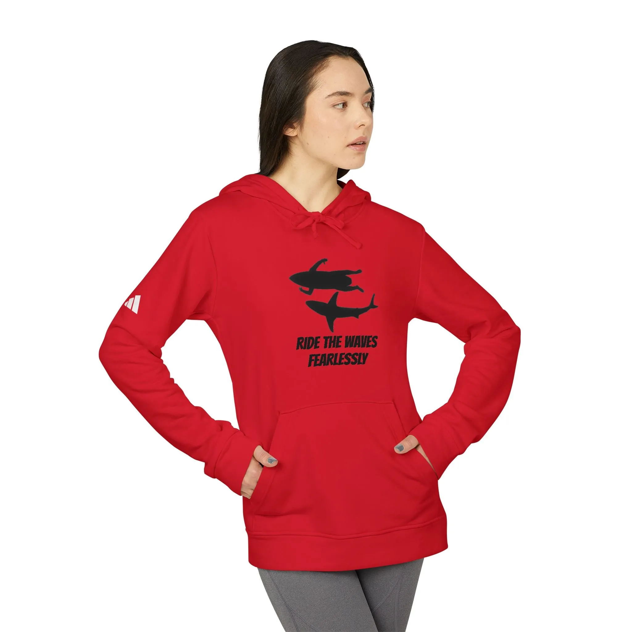 adidas® Unisex Fleece Hoodie Ride the Waves Fearlessly by Mariu del Campo.