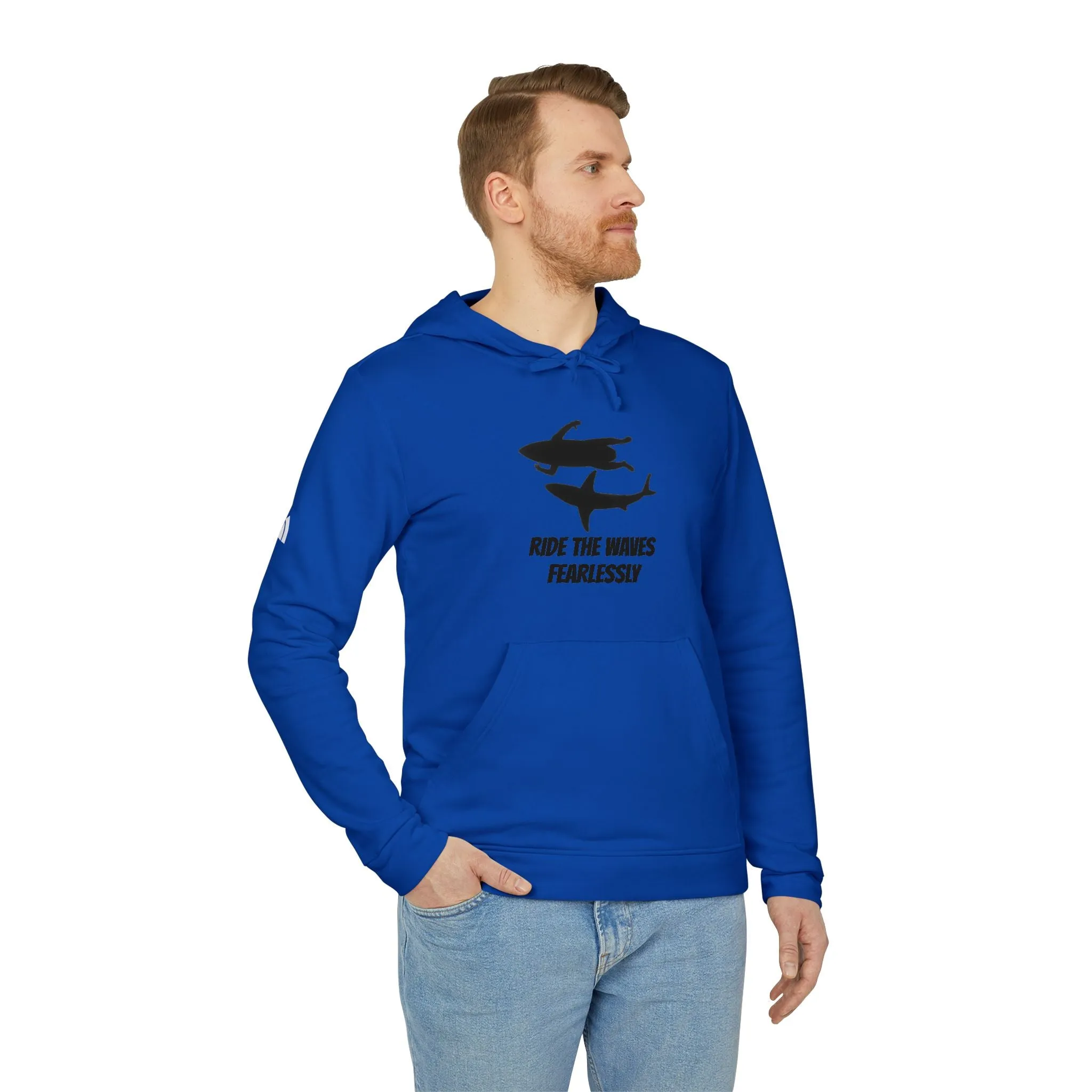 adidas® Unisex Fleece Hoodie Ride the Waves Fearlessly by Mariu del Campo.
