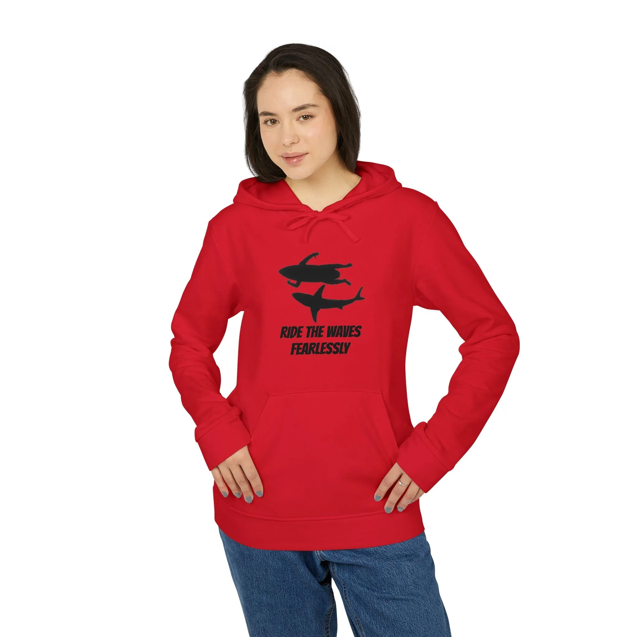 adidas® Unisex Fleece Hoodie Ride the Waves Fearlessly by Mariu del Campo.