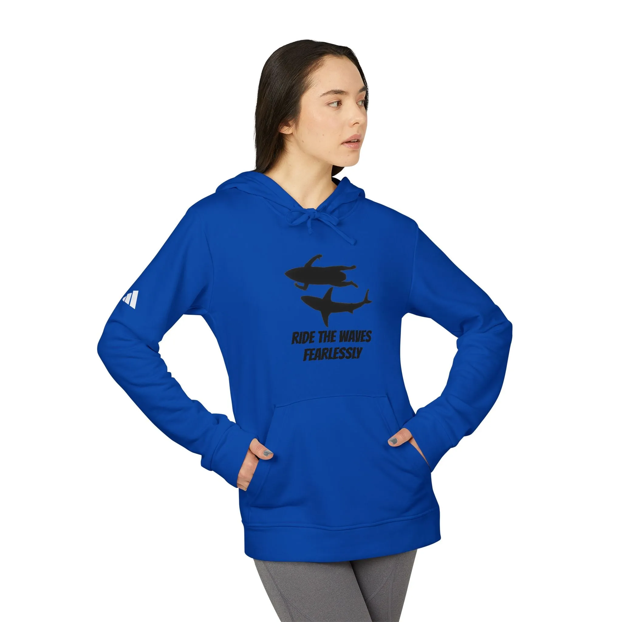 adidas® Unisex Fleece Hoodie Ride the Waves Fearlessly by Mariu del Campo.