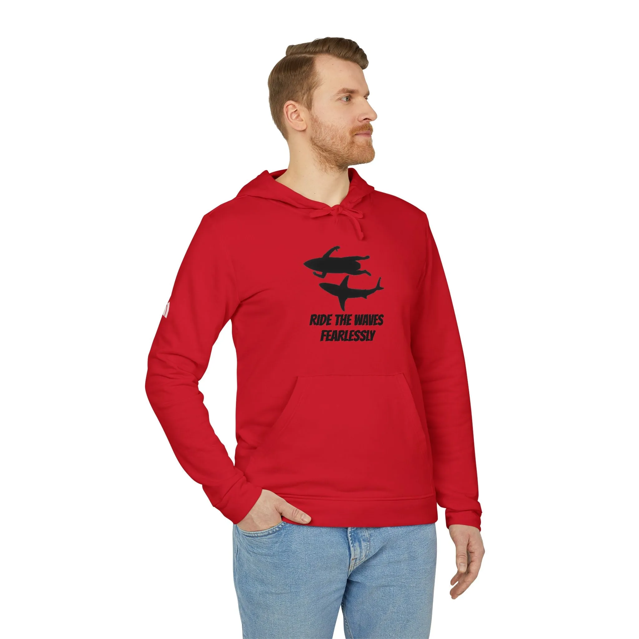 adidas® Unisex Fleece Hoodie Ride the Waves Fearlessly by Mariu del Campo.