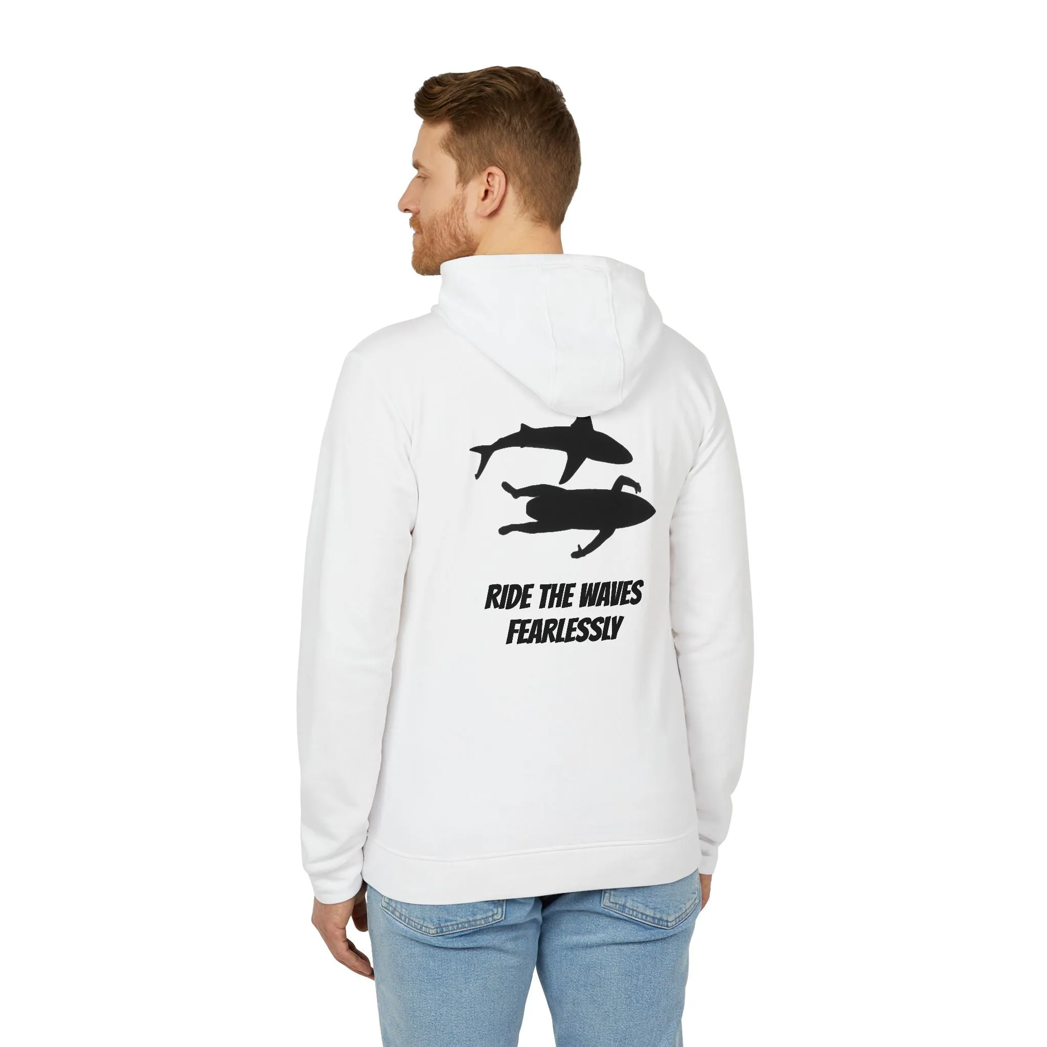 adidas® Unisex Fleece Hoodie Ride the Waves Fearlessly by Mariu del Campo.