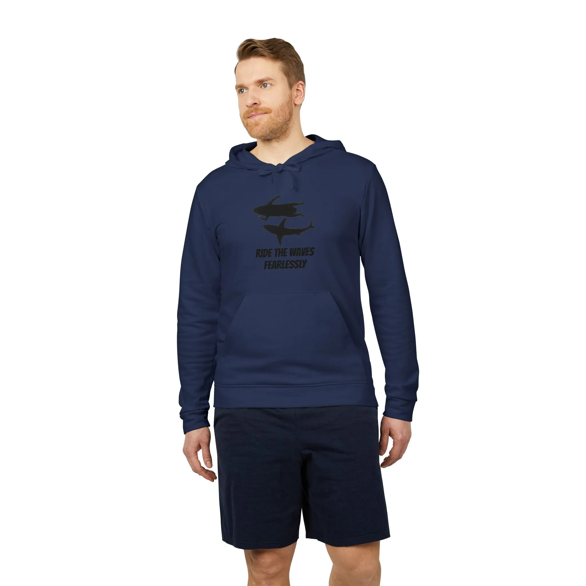 adidas® Unisex Fleece Hoodie Ride the Waves Fearlessly by Mariu del Campo.