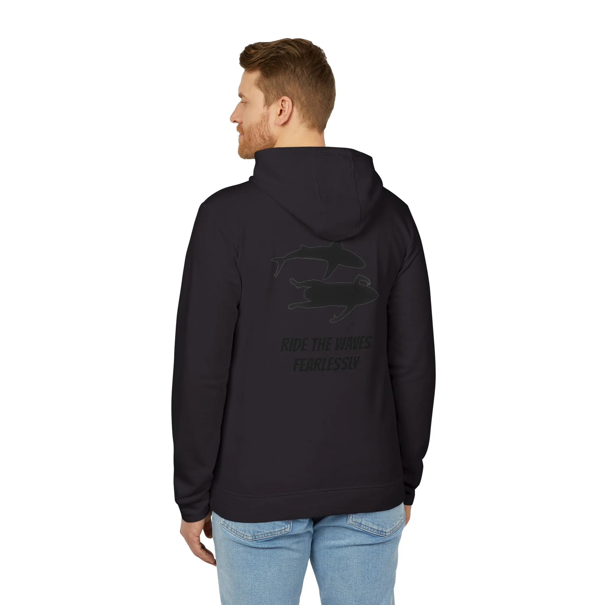 adidas® Unisex Fleece Hoodie Ride the Waves Fearlessly by Mariu del Campo.