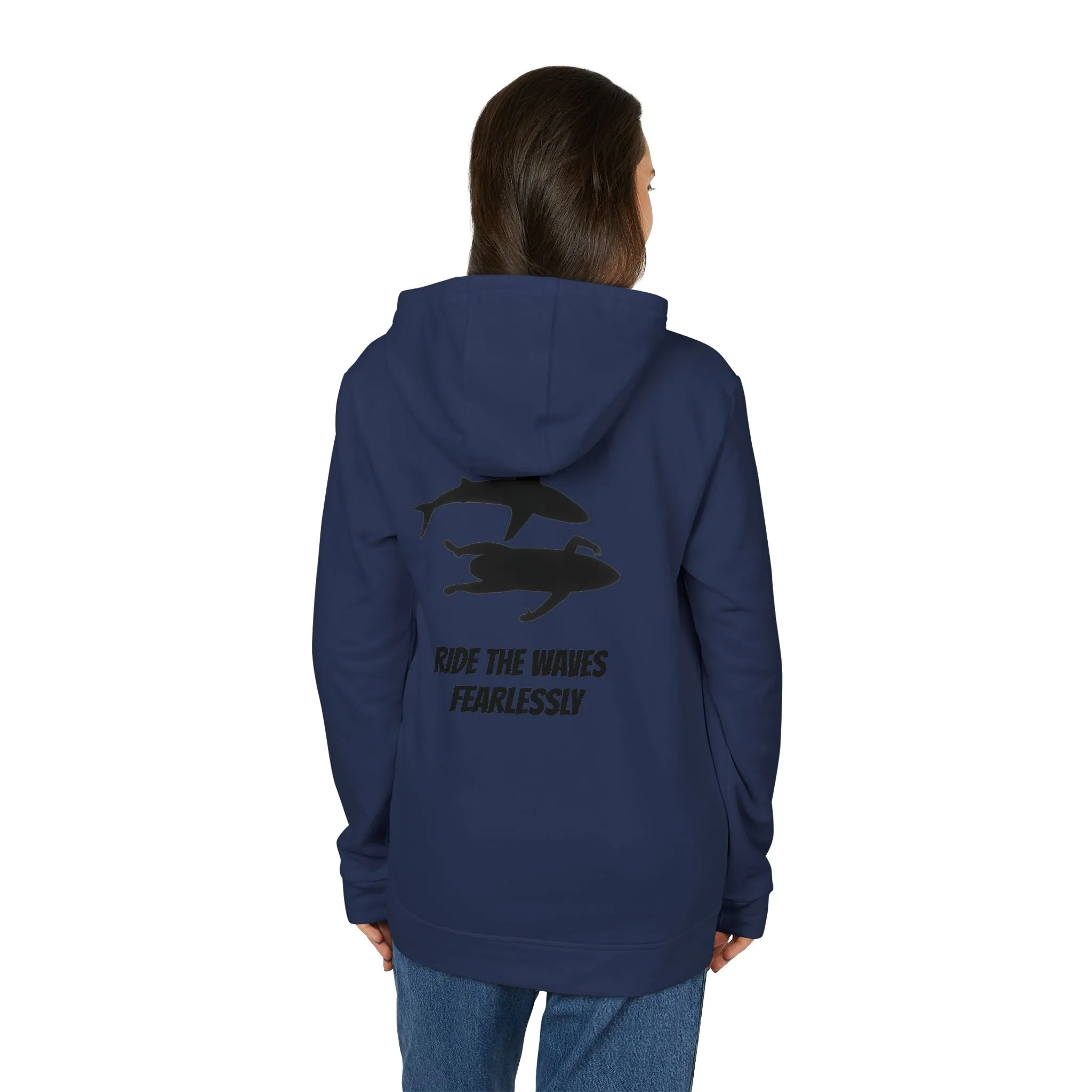 adidas® Unisex Fleece Hoodie Ride the Waves Fearlessly by Mariu del Campo.