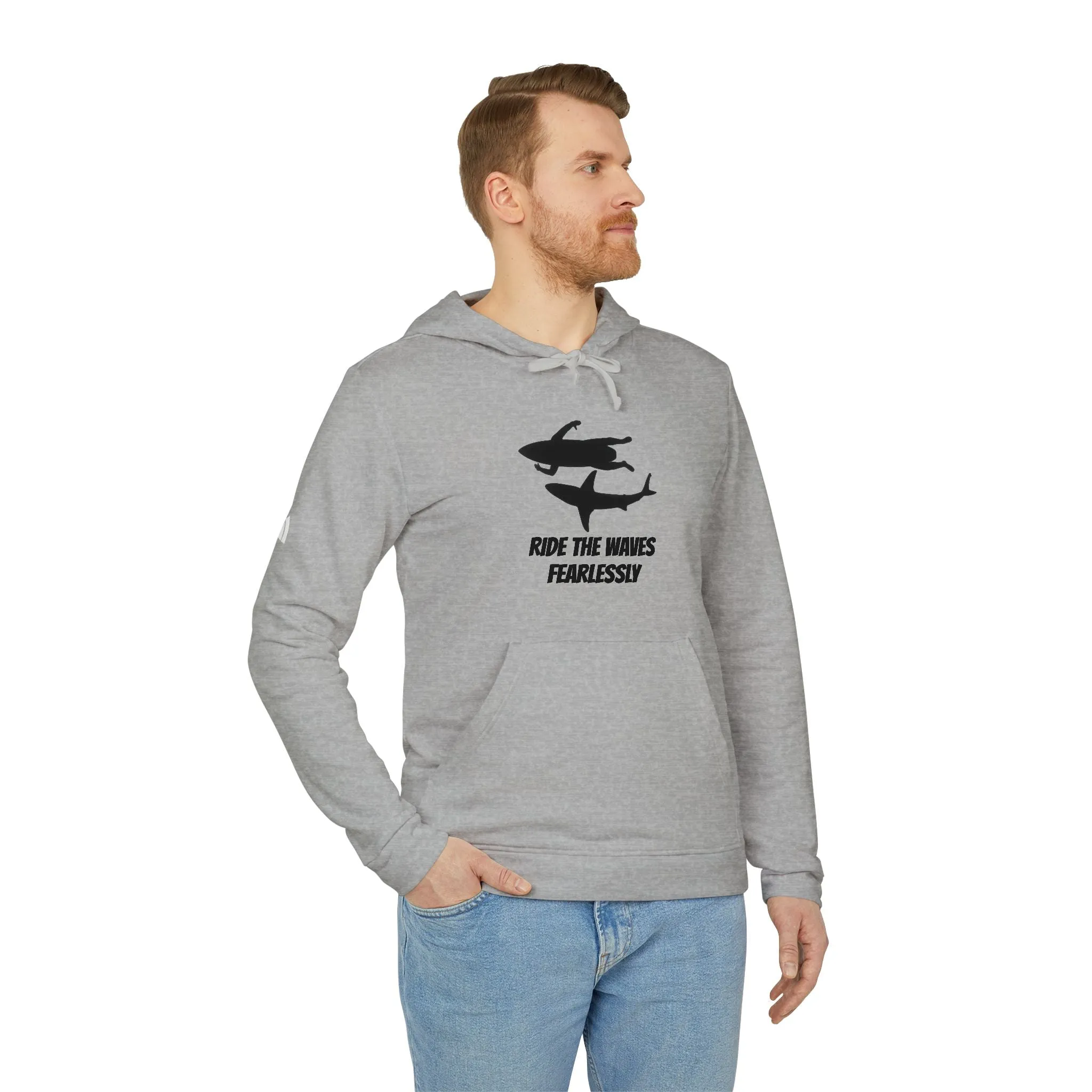 adidas® Unisex Fleece Hoodie Ride the Waves Fearlessly by Mariu del Campo.