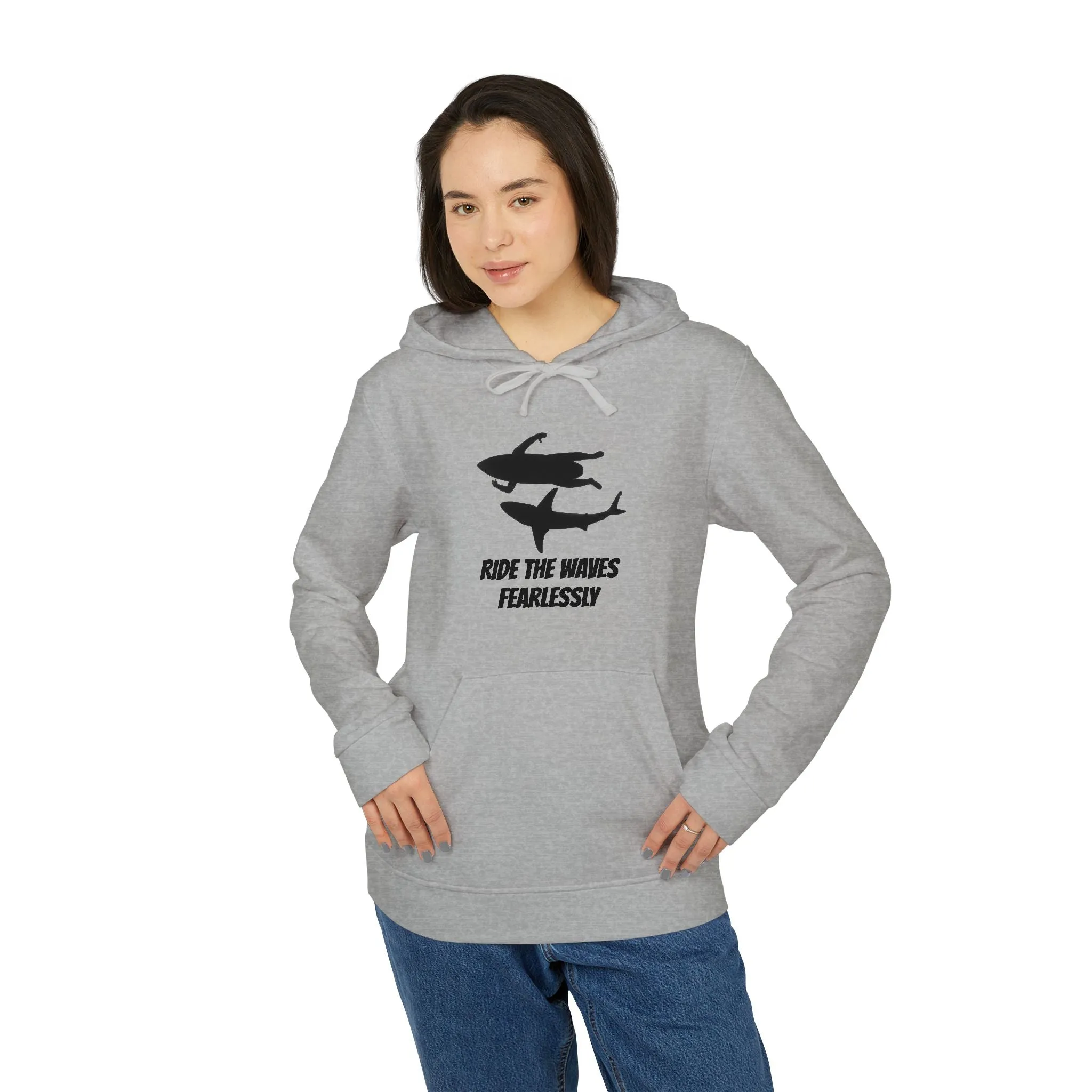 adidas® Unisex Fleece Hoodie Ride the Waves Fearlessly by Mariu del Campo.