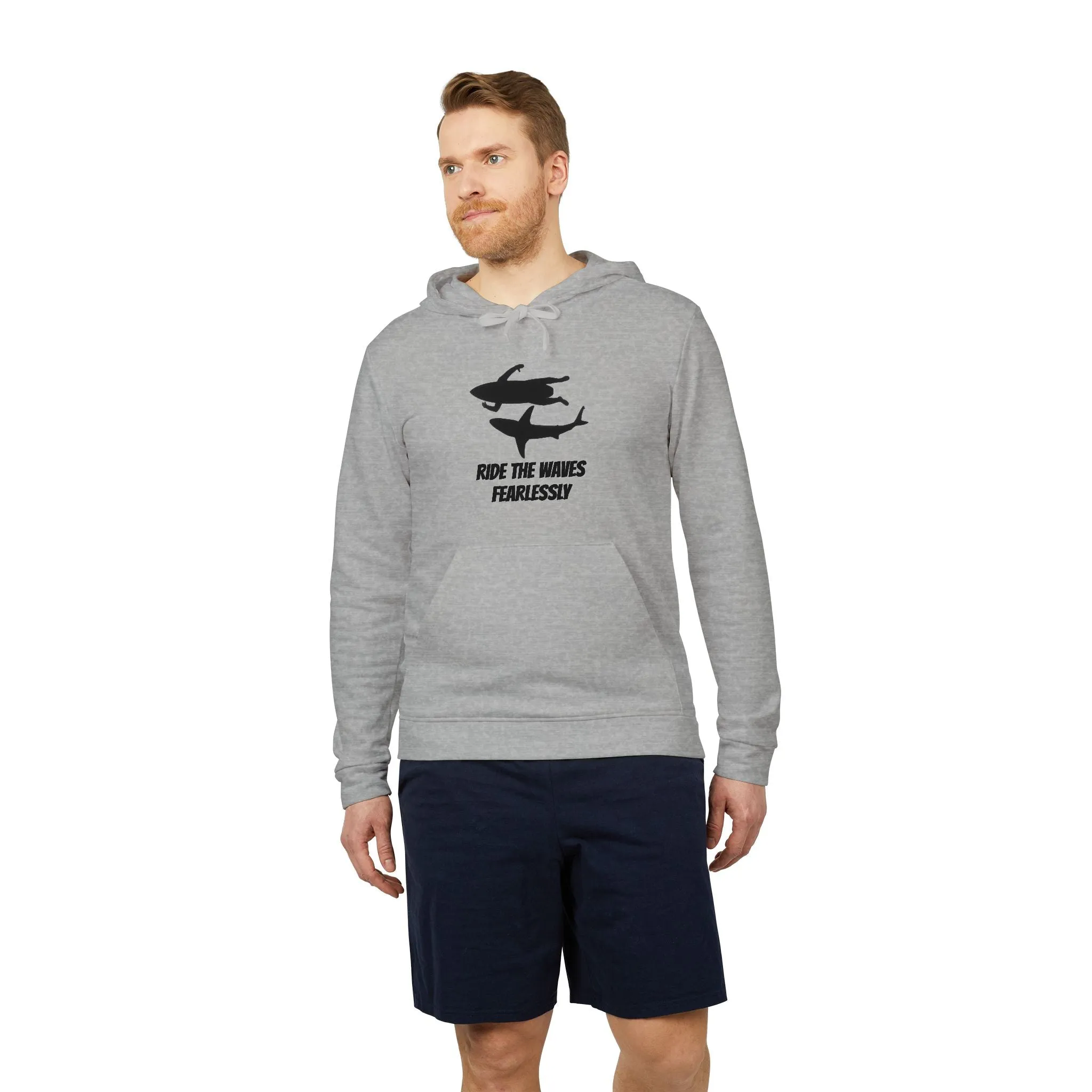 adidas® Unisex Fleece Hoodie Ride the Waves Fearlessly by Mariu del Campo.