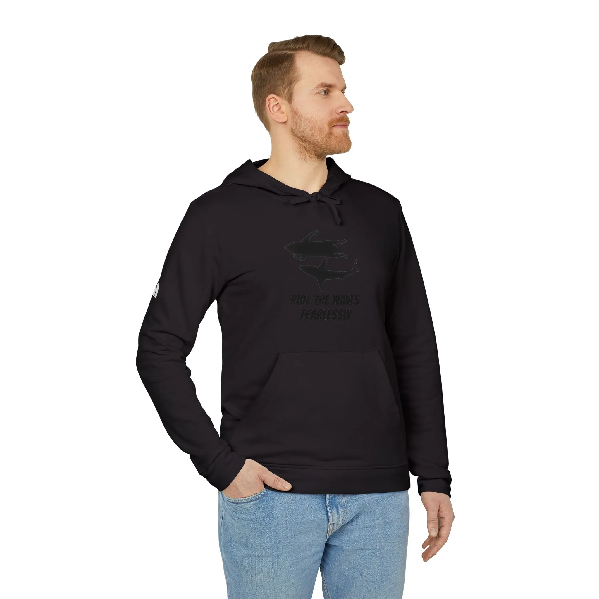 adidas® Unisex Fleece Hoodie Ride the Waves Fearlessly by Mariu del Campo.
