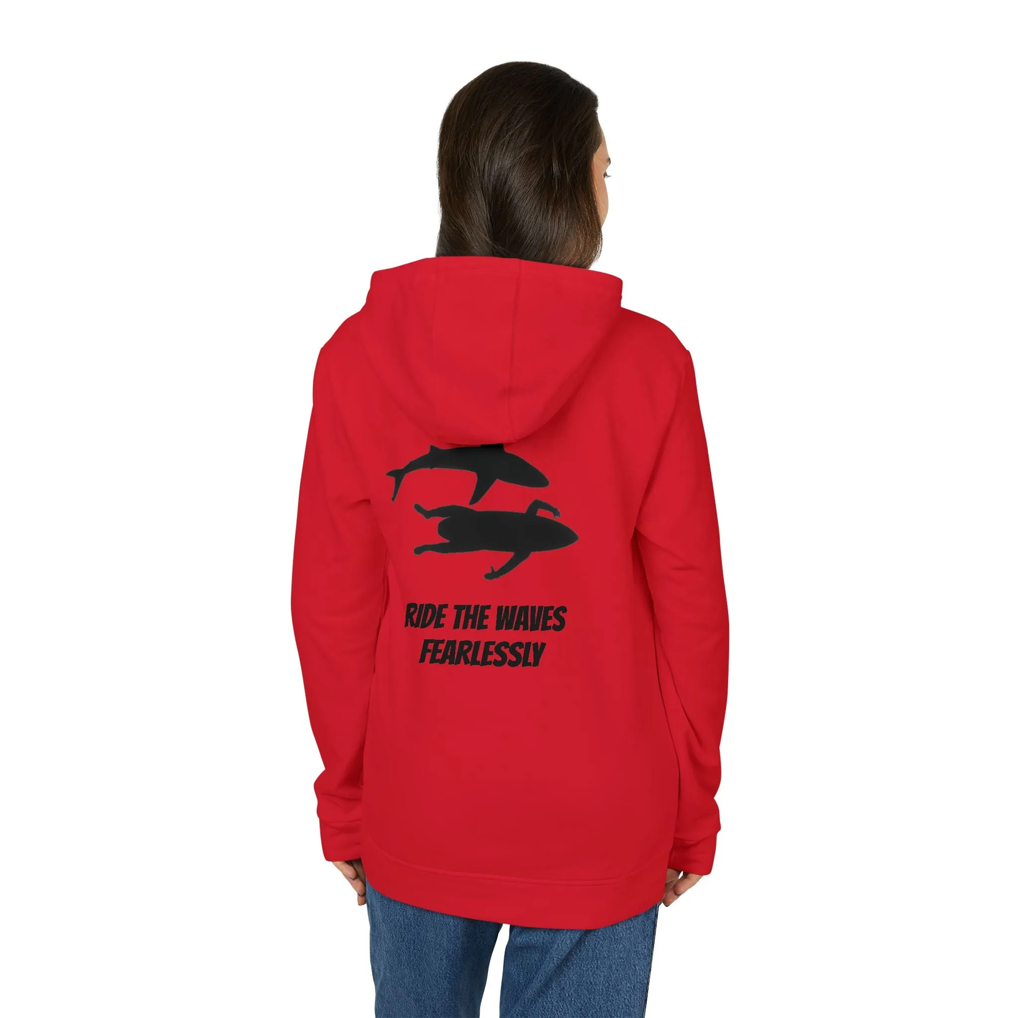 adidas® Unisex Fleece Hoodie Ride the Waves Fearlessly by Mariu del Campo.