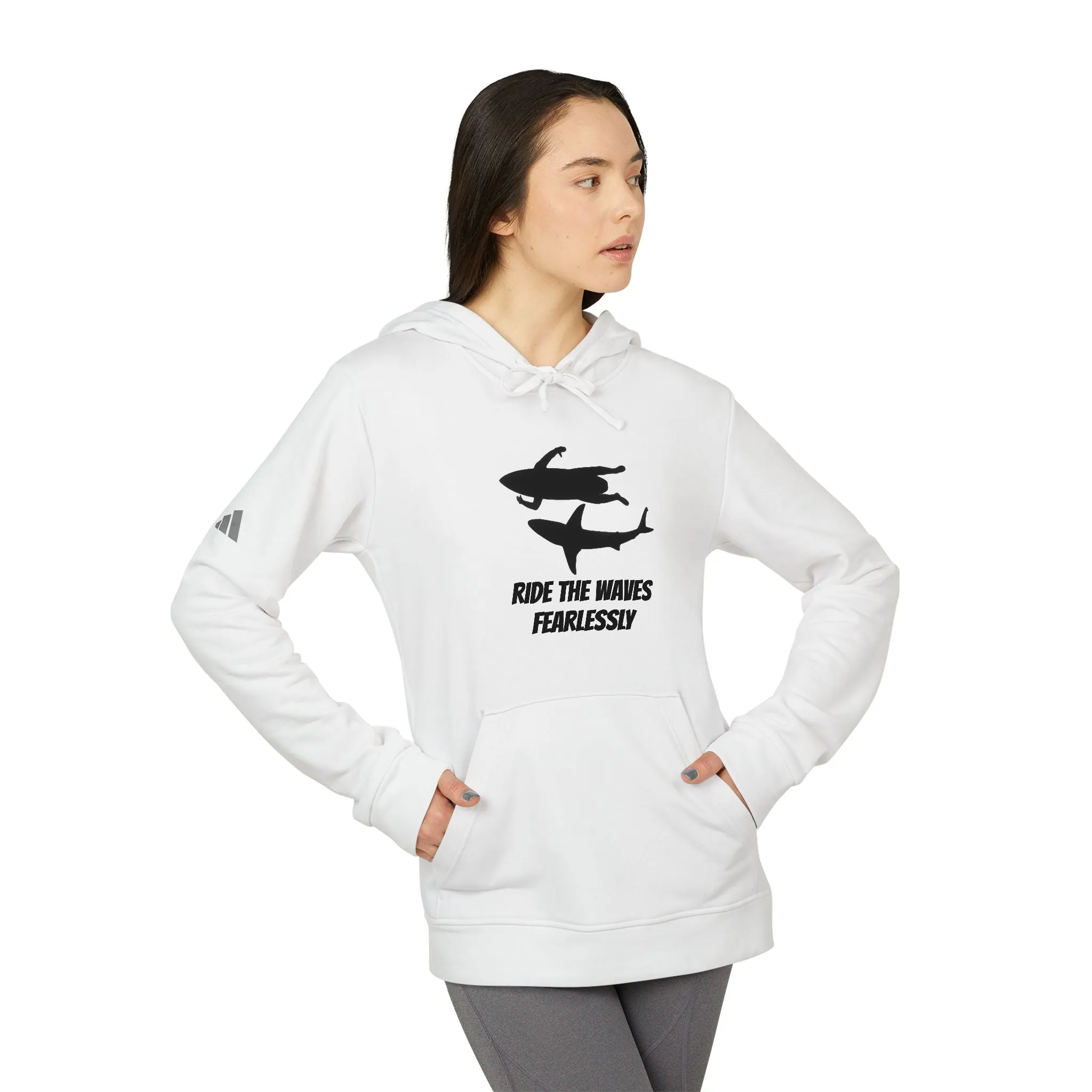 adidas® Unisex Fleece Hoodie Ride the Waves Fearlessly by Mariu del Campo.