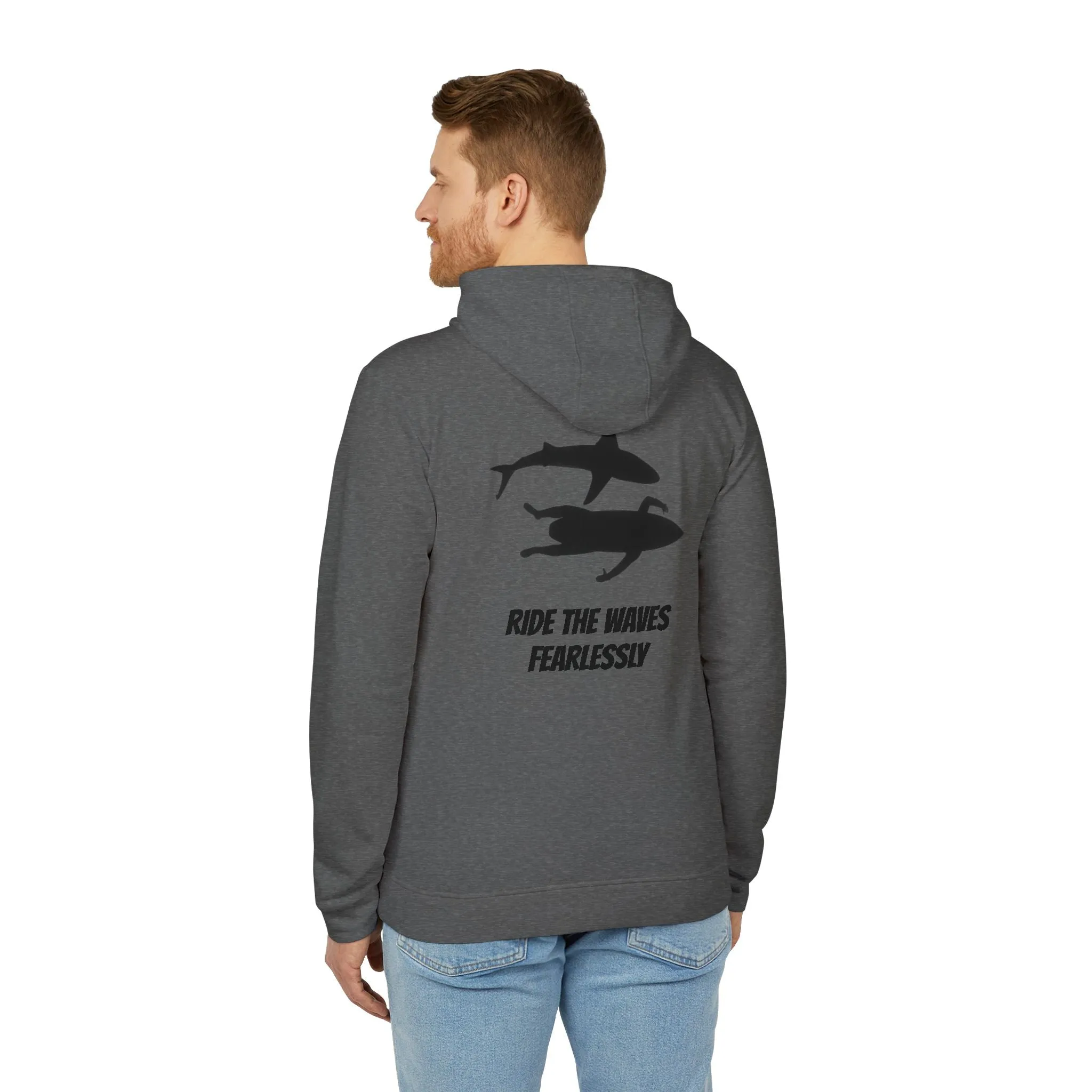 adidas® Unisex Fleece Hoodie Ride the Waves Fearlessly by Mariu del Campo.