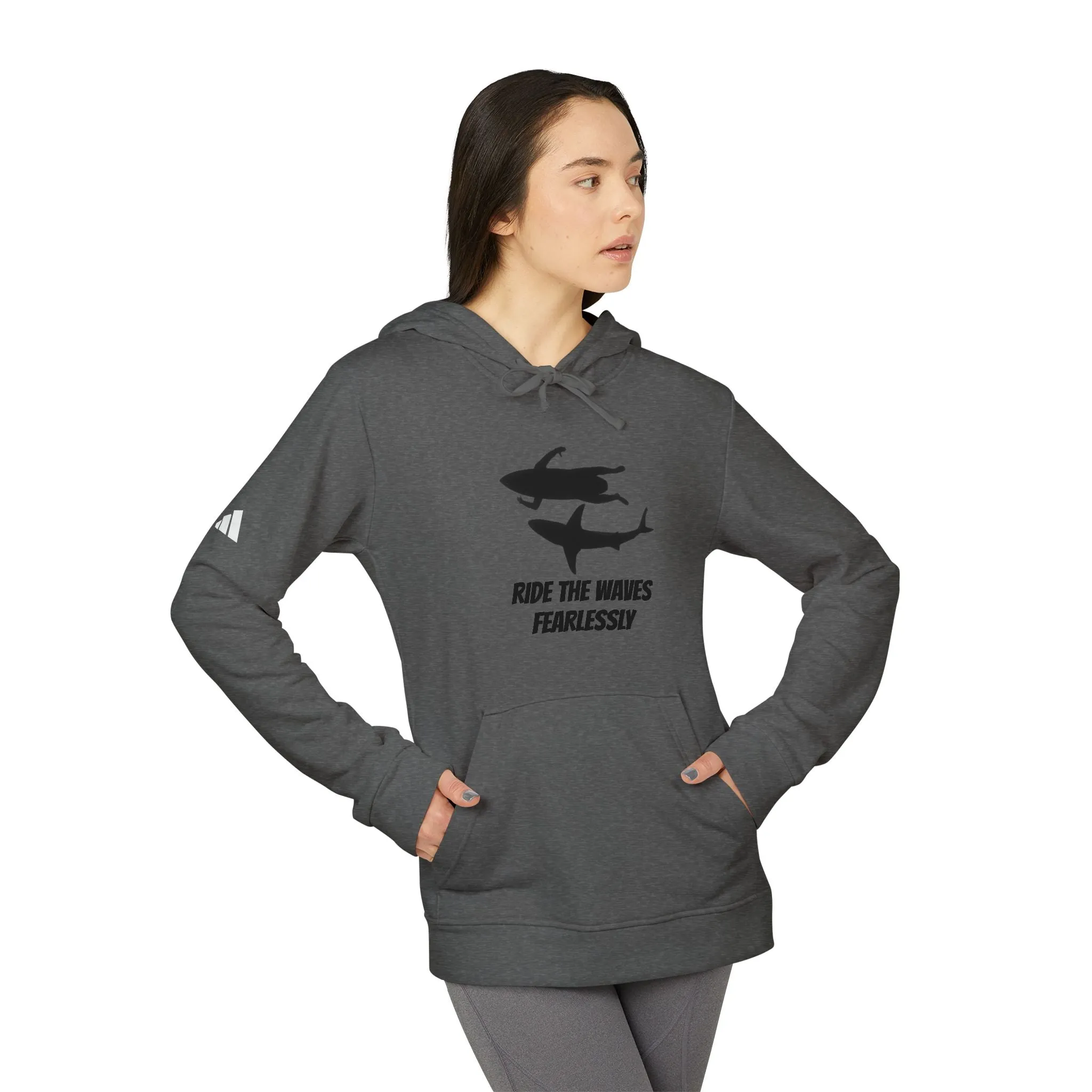adidas® Unisex Fleece Hoodie Ride the Waves Fearlessly by Mariu del Campo.