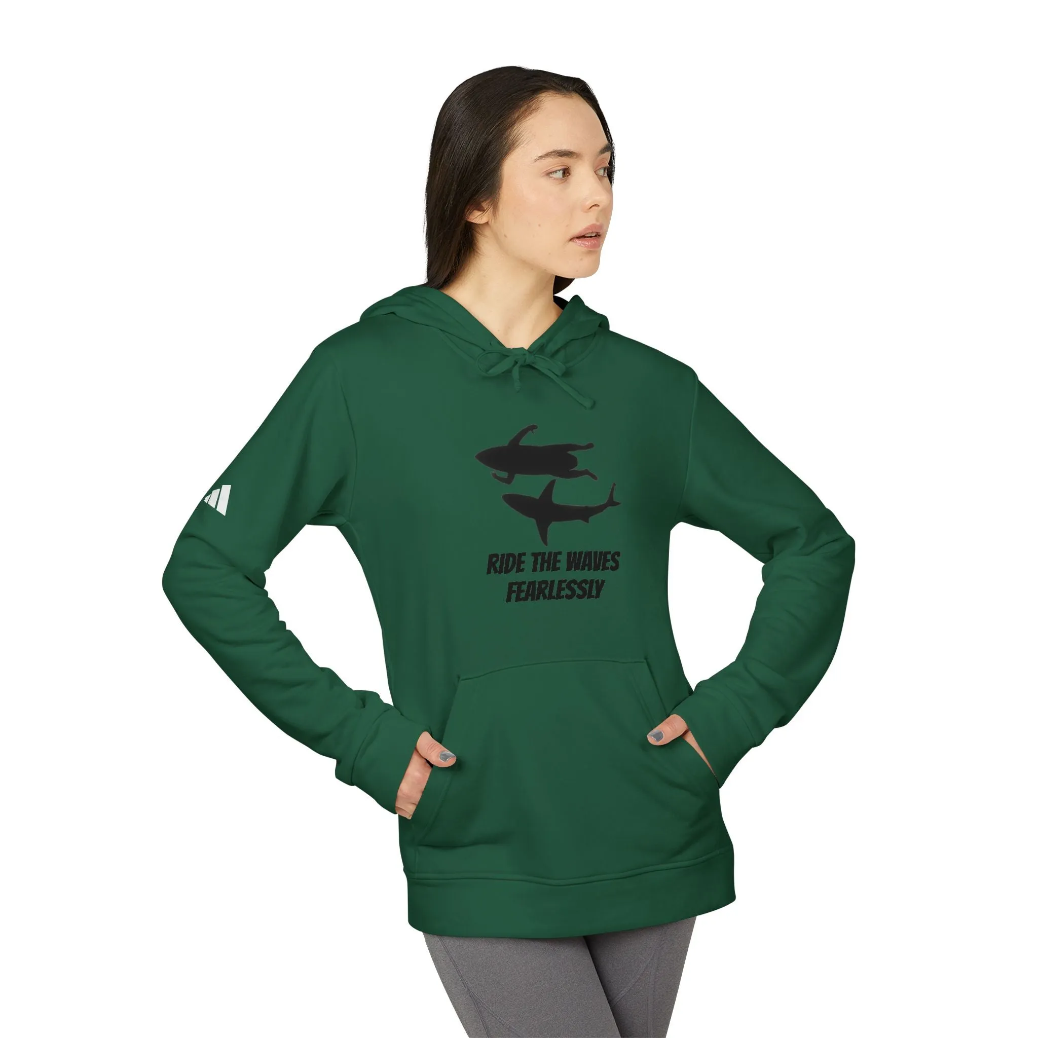 adidas® Unisex Fleece Hoodie Ride the Waves Fearlessly by Mariu del Campo.