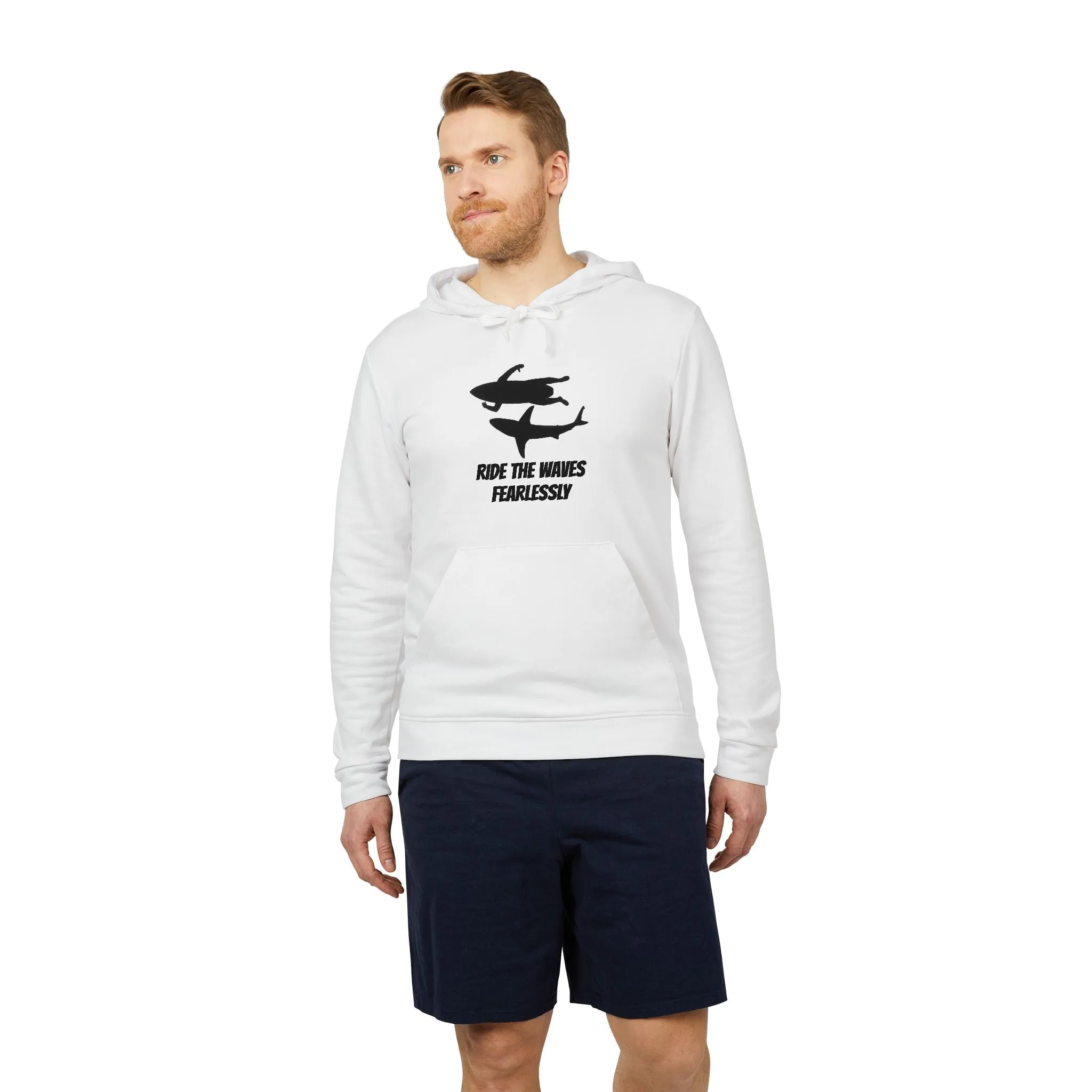 adidas® Unisex Fleece Hoodie Ride the Waves Fearlessly by Mariu del Campo.