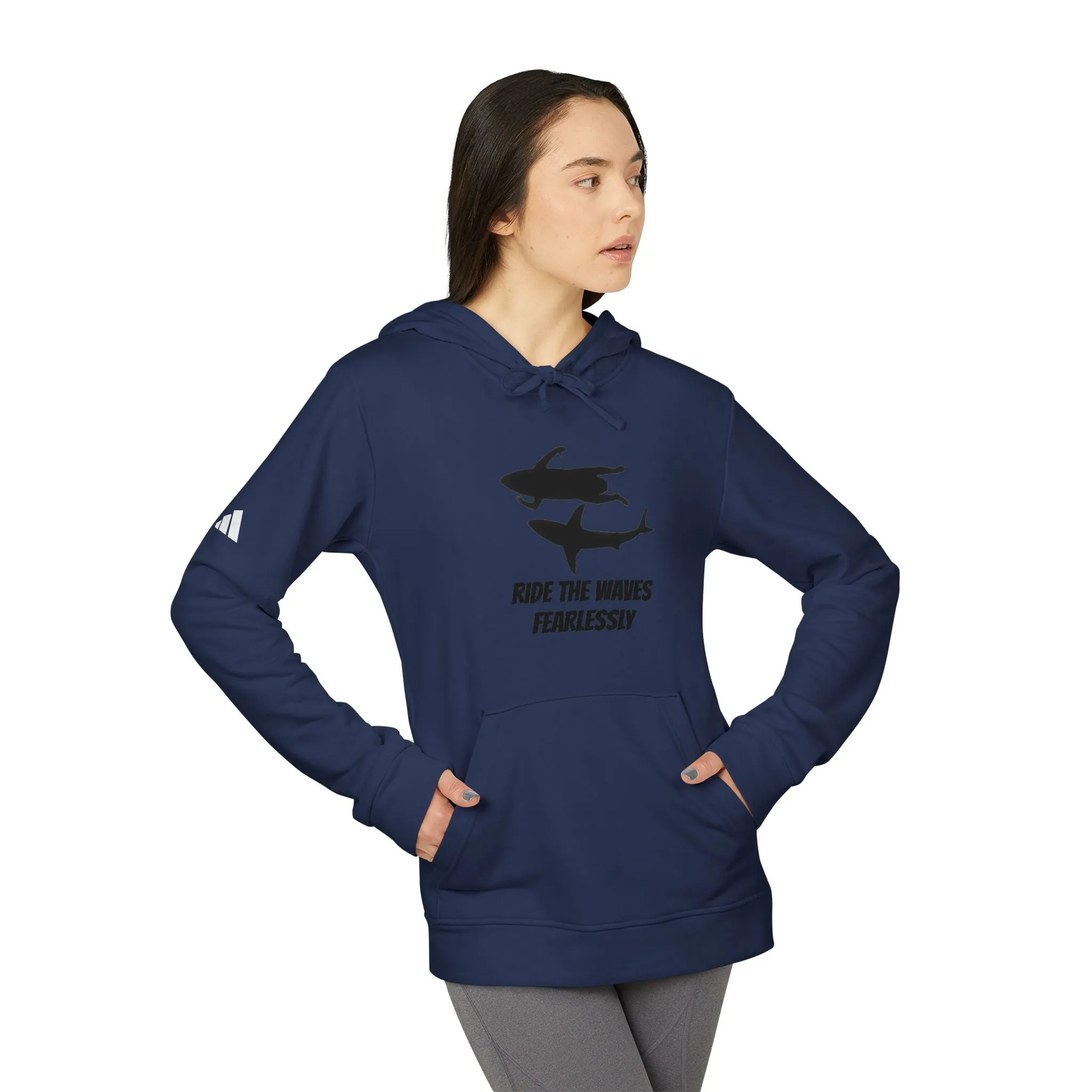 adidas® Unisex Fleece Hoodie Ride the Waves Fearlessly by Mariu del Campo.
