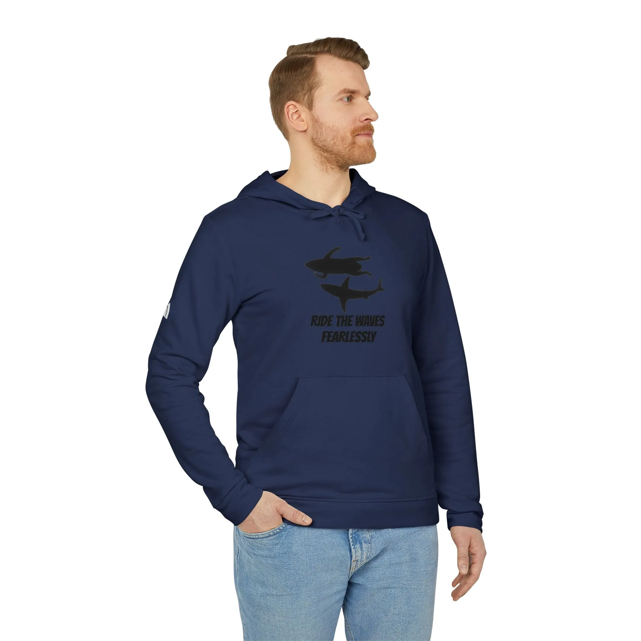 adidas® Unisex Fleece Hoodie Ride the Waves Fearlessly by Mariu del Campo.