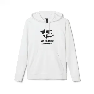 adidas® Unisex Fleece Hoodie Ride the Waves Fearlessly by Mariu del Campo.