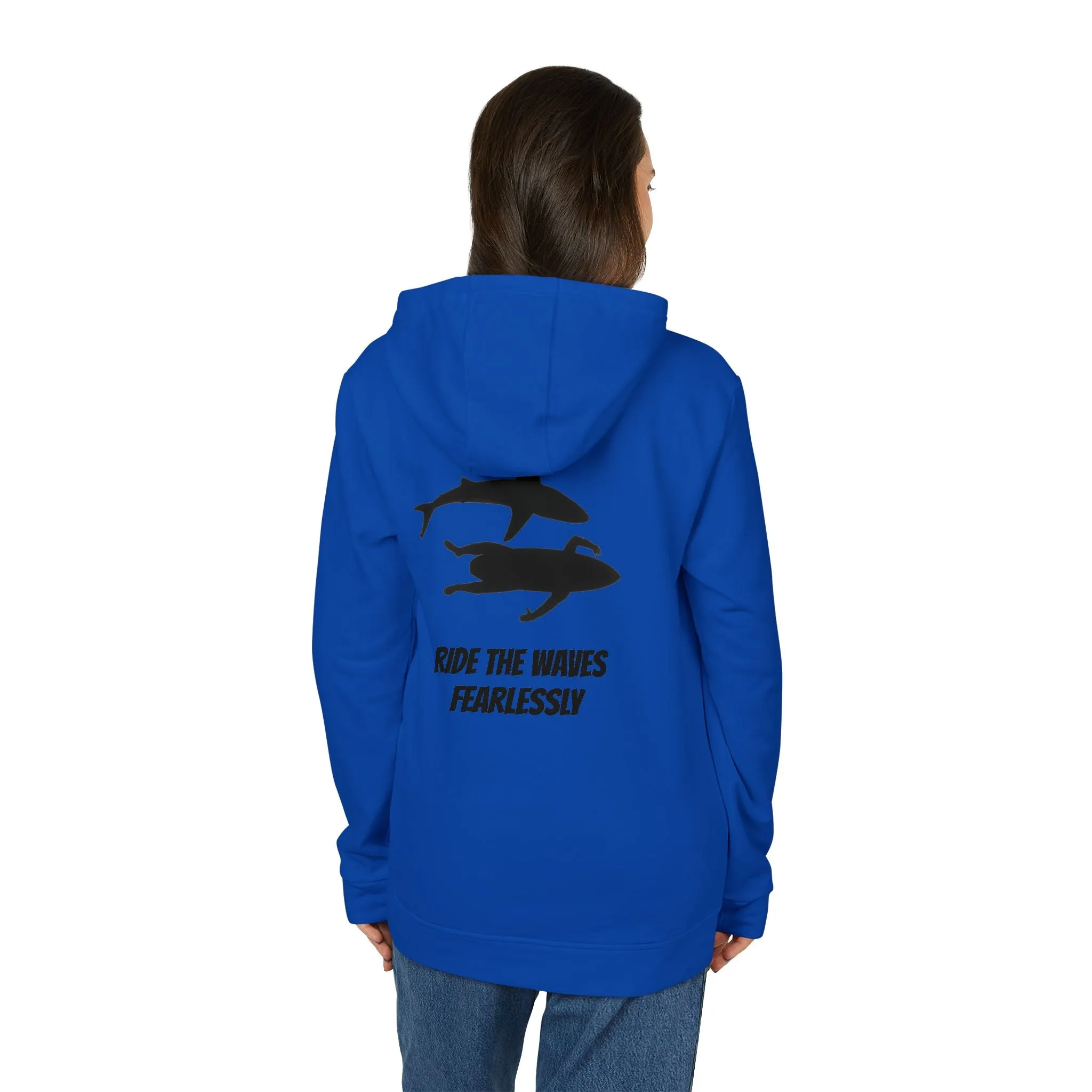 adidas® Unisex Fleece Hoodie Ride the Waves Fearlessly by Mariu del Campo.