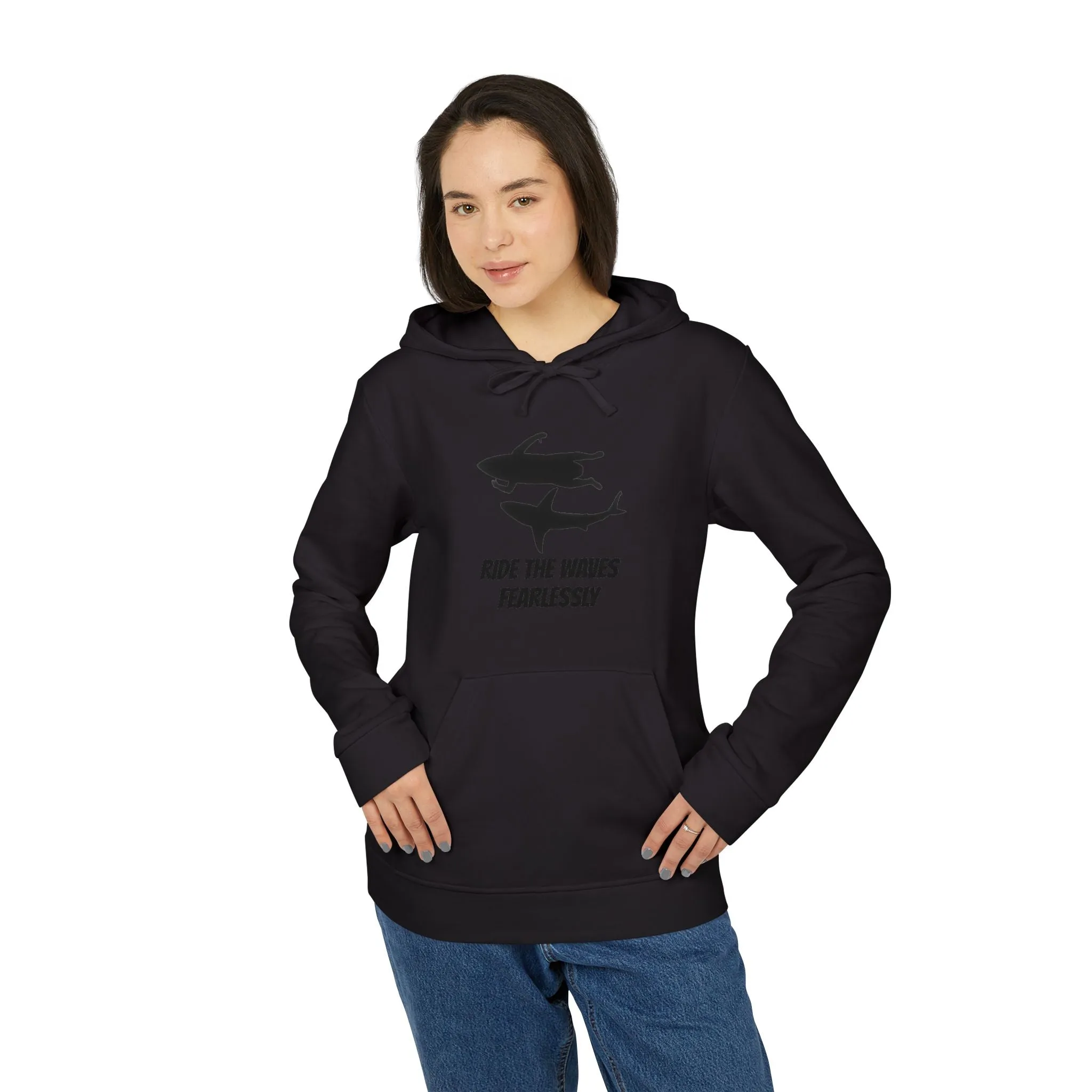 adidas® Unisex Fleece Hoodie Ride the Waves Fearlessly by Mariu del Campo.