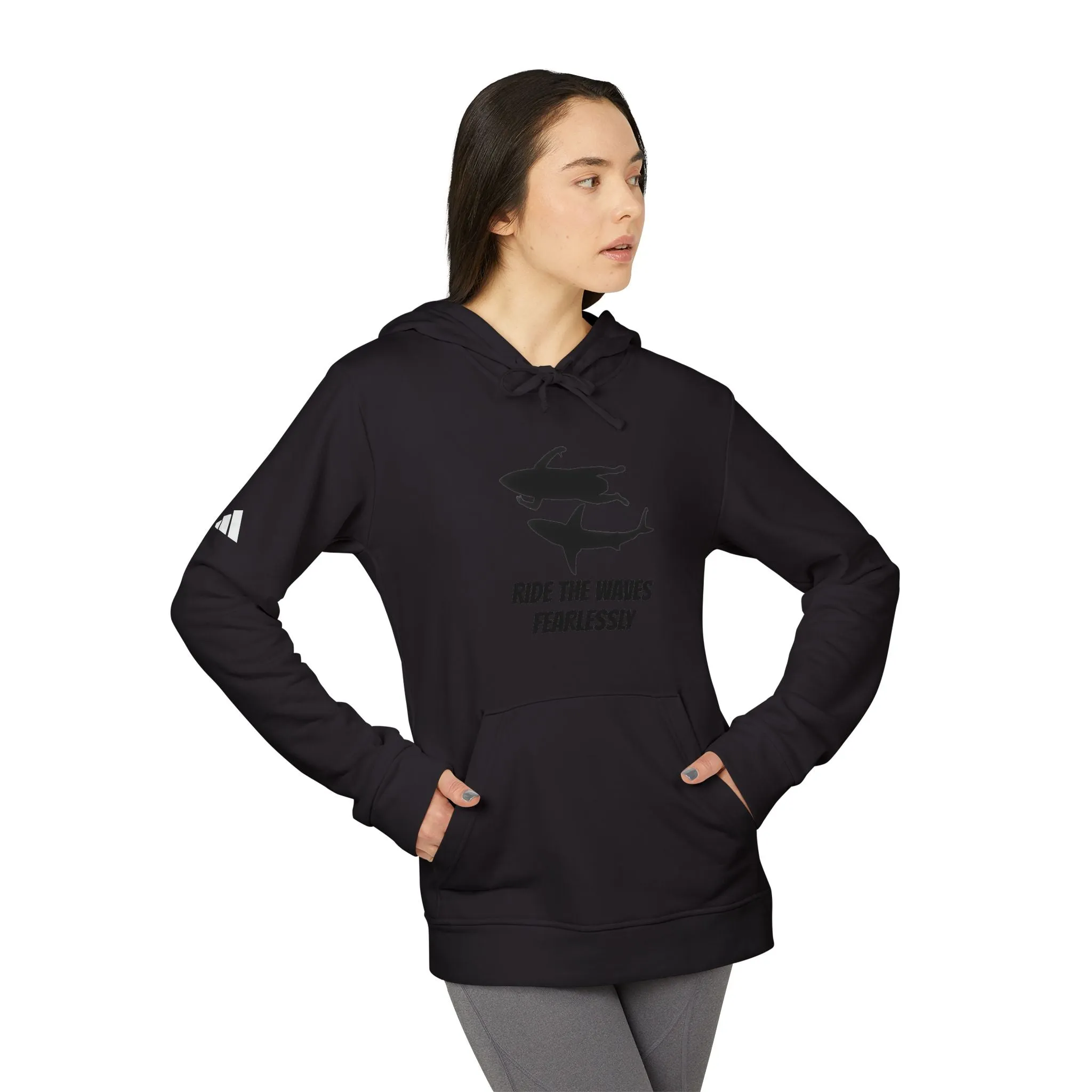adidas® Unisex Fleece Hoodie Ride the Waves Fearlessly by Mariu del Campo.