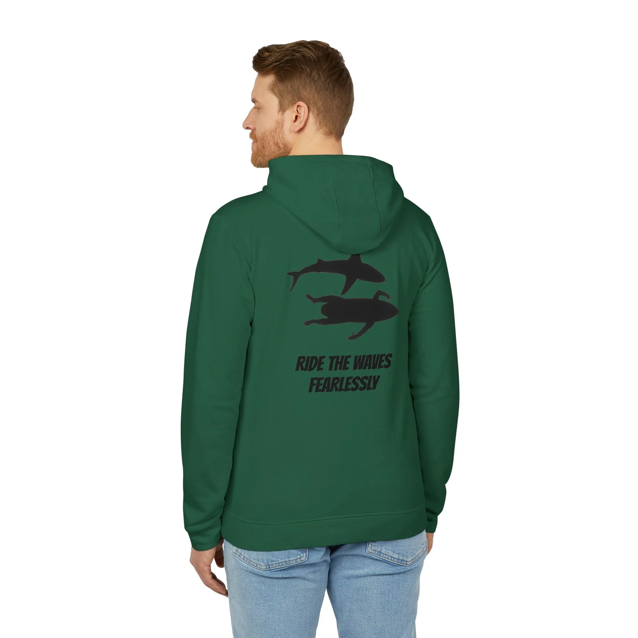 adidas® Unisex Fleece Hoodie Ride the Waves Fearlessly by Mariu del Campo.