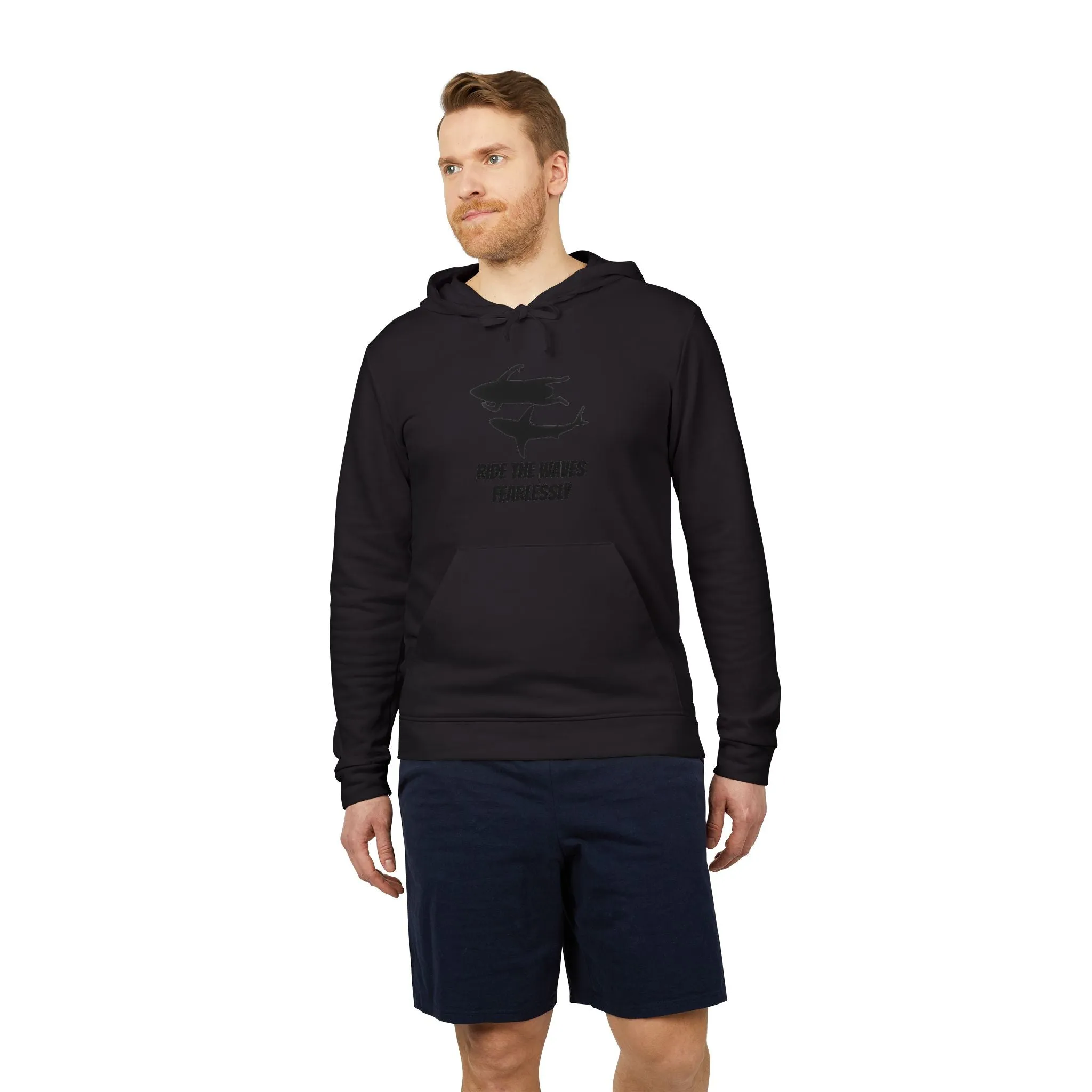 adidas® Unisex Fleece Hoodie Ride the Waves Fearlessly by Mariu del Campo.
