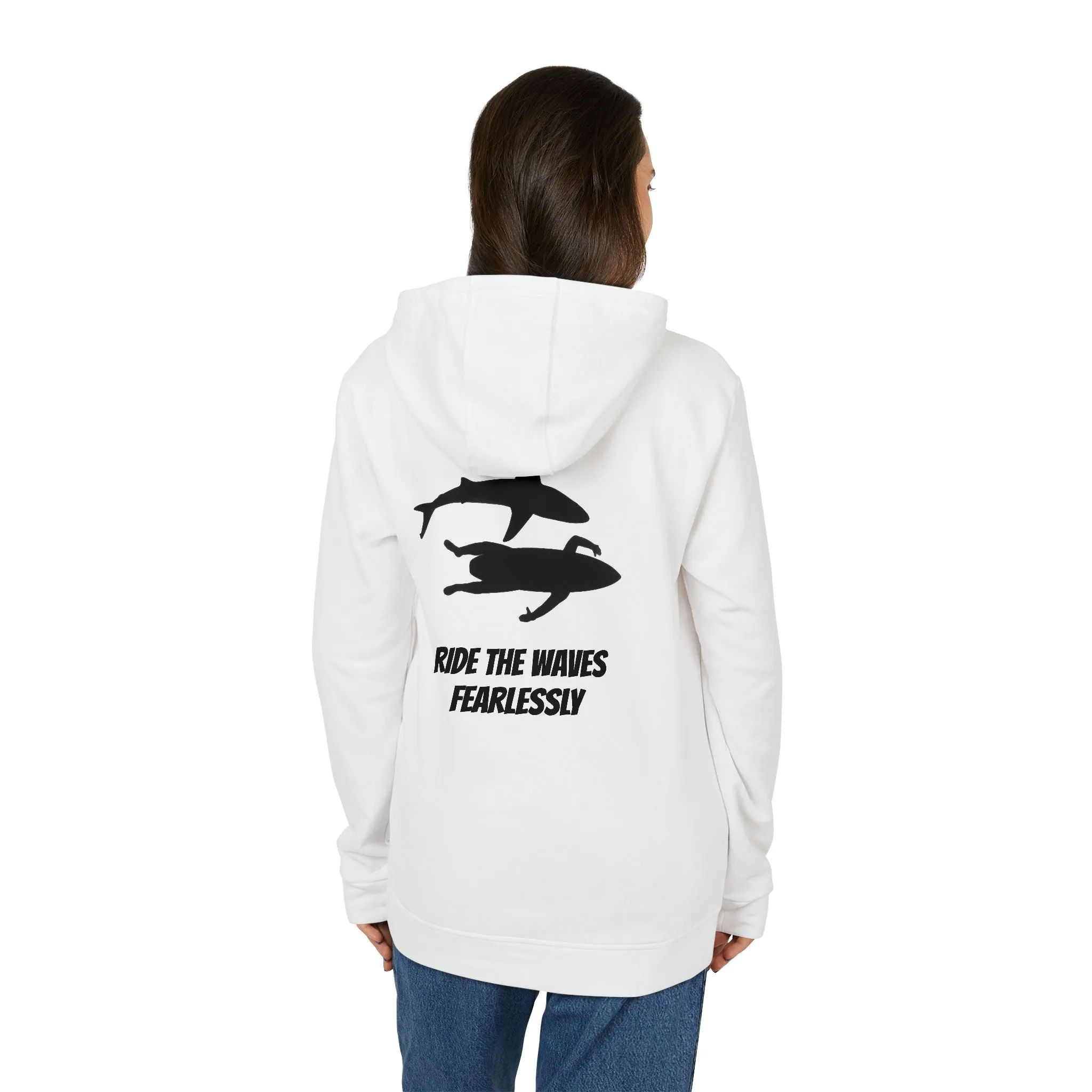adidas® Unisex Fleece Hoodie Ride the Waves Fearlessly by Mariu del Campo.