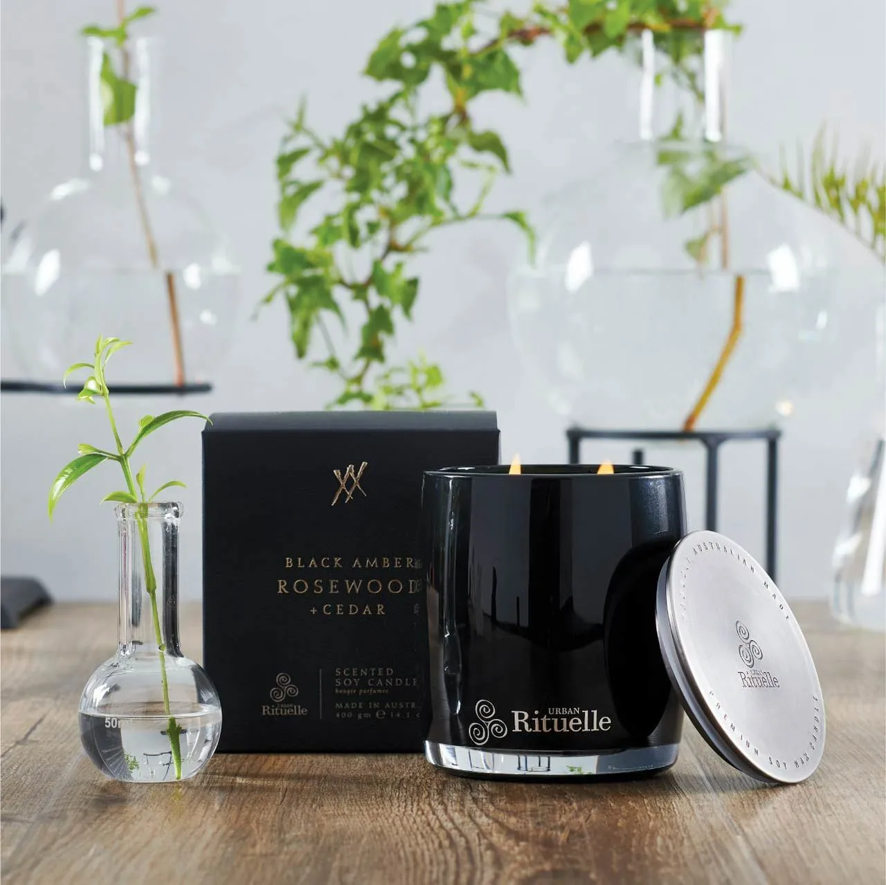Alchemy Black Amber, Rosewood & Cedar Scented Soy Candle - 400g